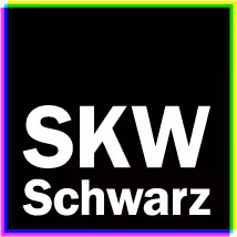 Logo with white bold letters 'SKW' above smaller text 'Schwarz' on a black square background.