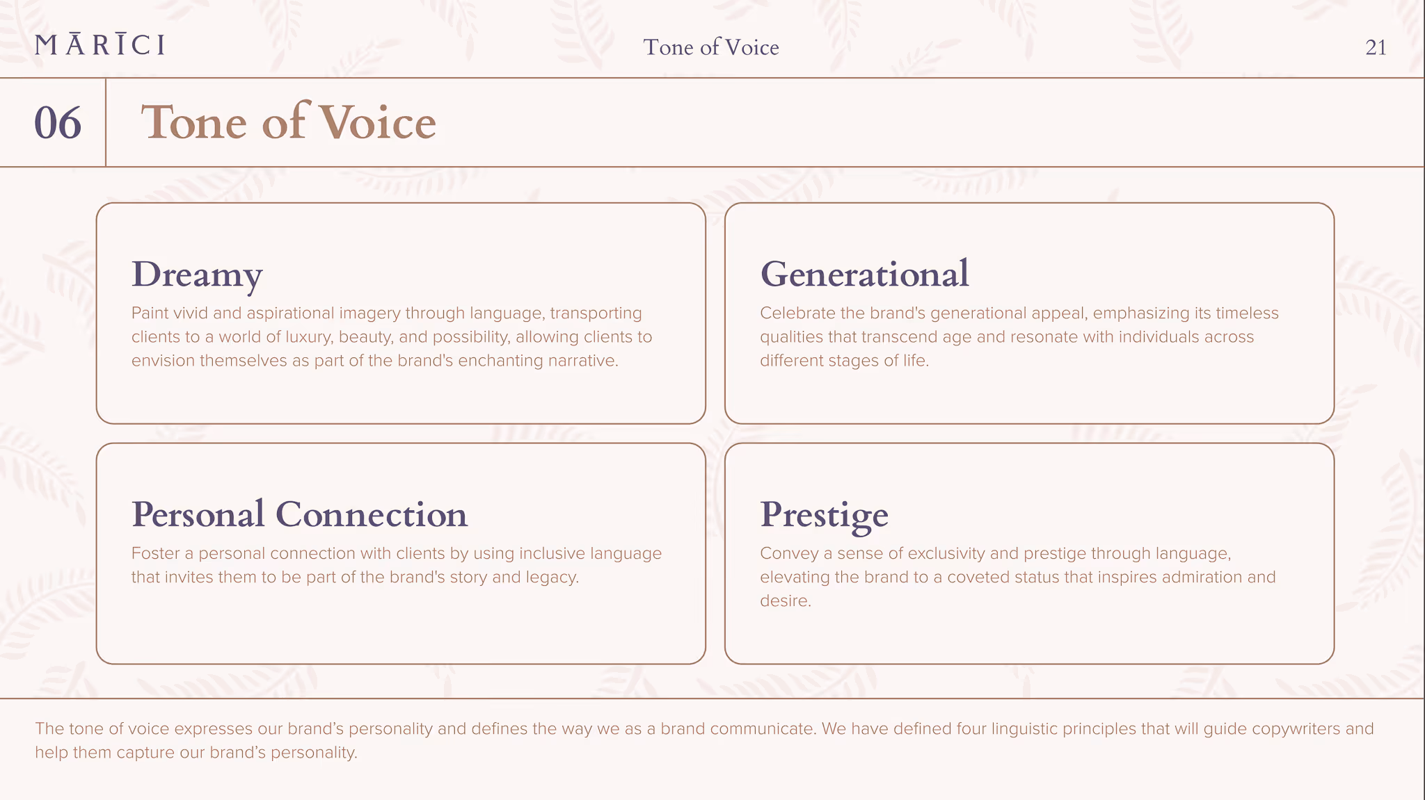 Gedrucktes Styleguide Heft – Marici Brandbook Präsentation