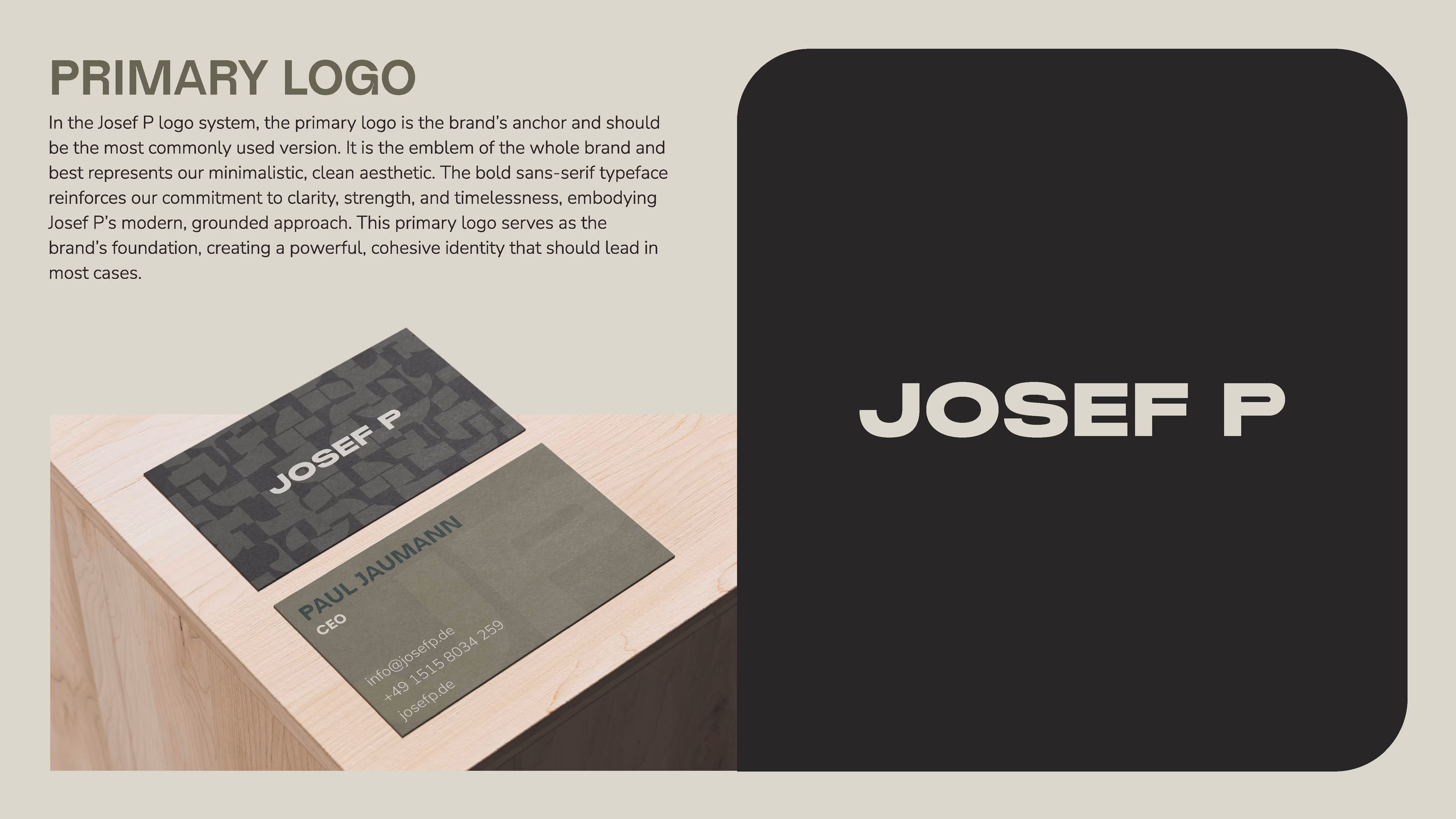 Primary Logo Mockup – Josef P Branddesign München