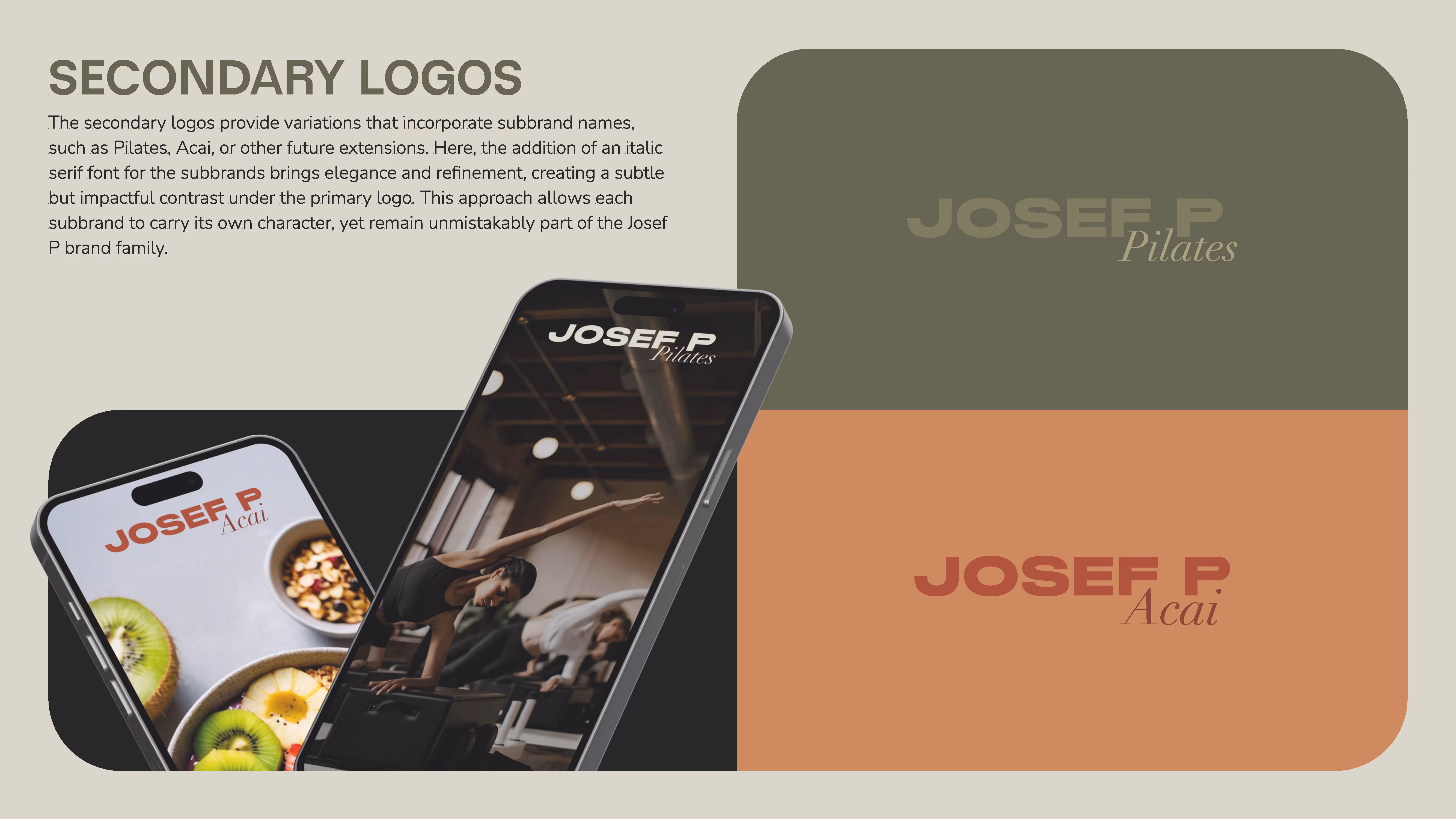 Secondary Logos auf Smartphone – Pilates Branding Agentur München