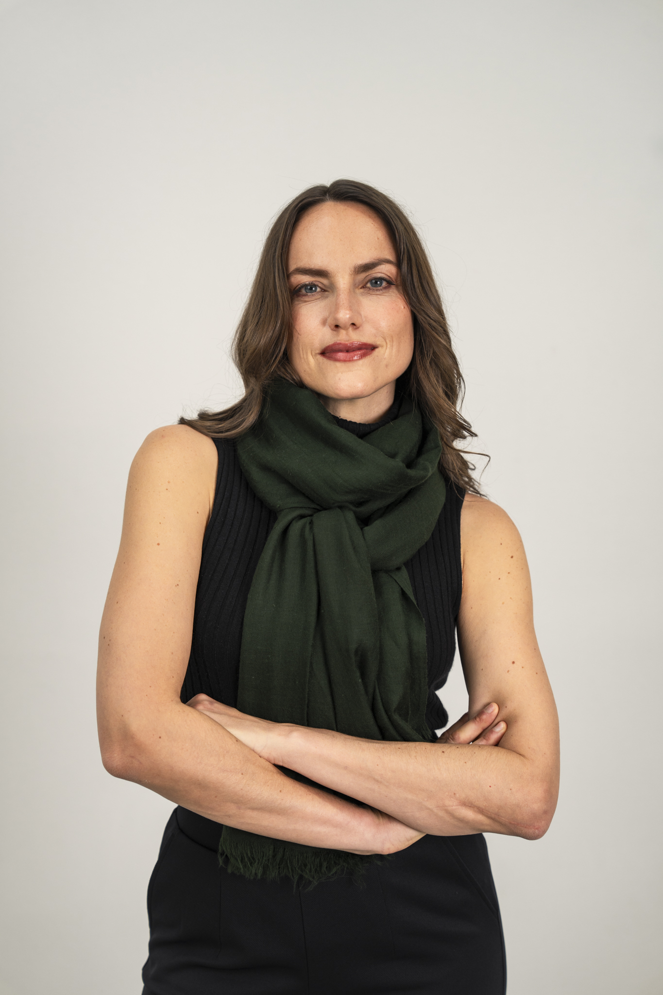 Marici Pashmina by FADETOBLACK, campaign photography, image 29: Campaign images for a luxury pashmina scarf brand, mostly shot at an alpine lake under overcast skies