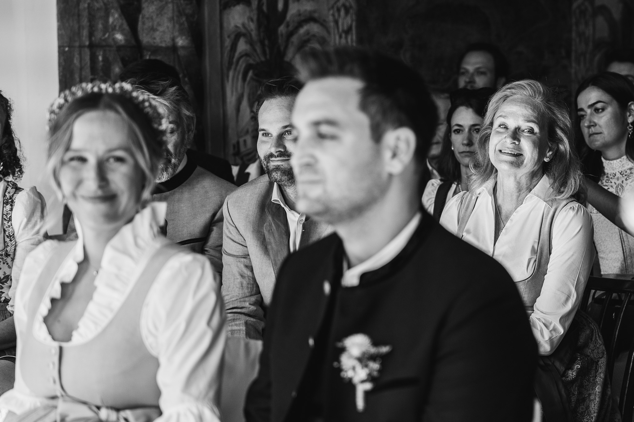 Eternal Moments: A Wedding Photography Collection by FADETOBLACK, wedding photography: Black and white photograph of guests celebrating at the wedding