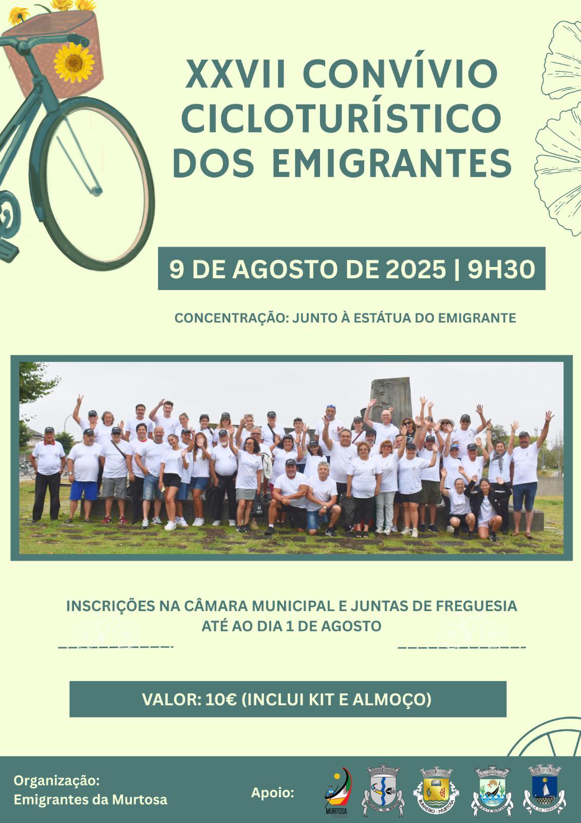 Emigrantes Murtoseiros organizam o XXVII Convívio Cicloturistico 
