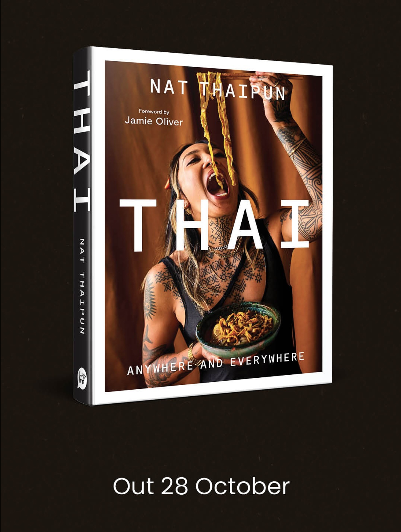 Cover of Nat Thaipun's book with an image of her eating noodles