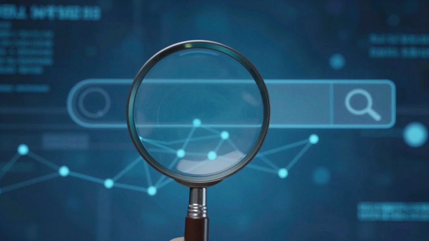 Magnifying glass over digital search pathways