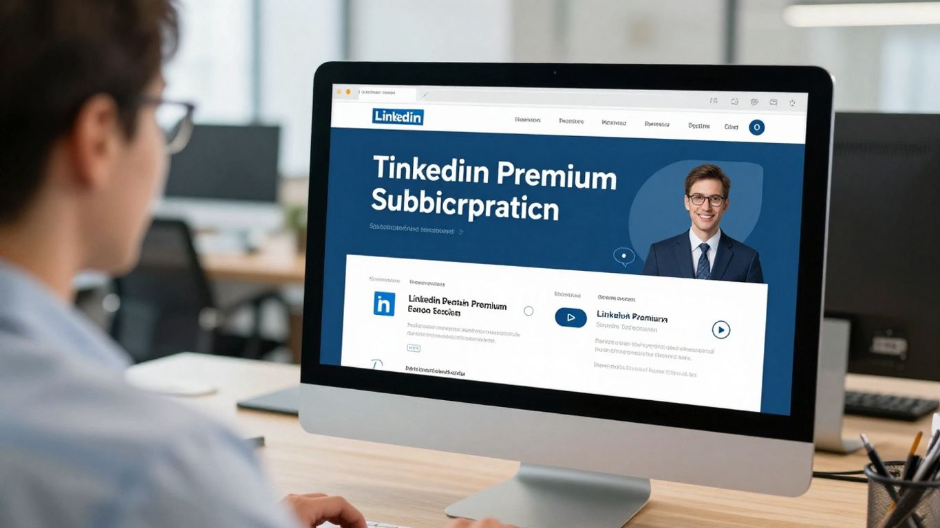 Recruiter analyzing LinkedIn Premium pricing options on a screen.