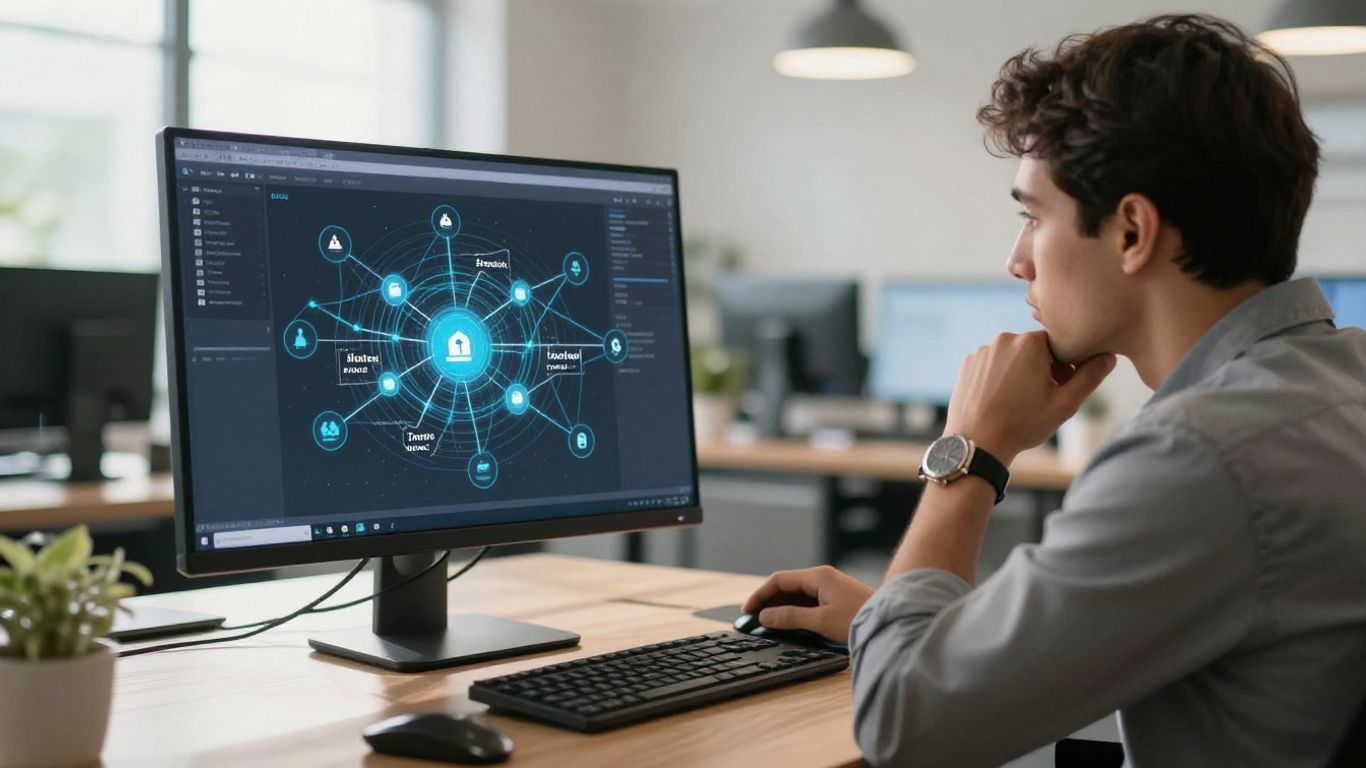 Person analyzing job search data on a computer screen.