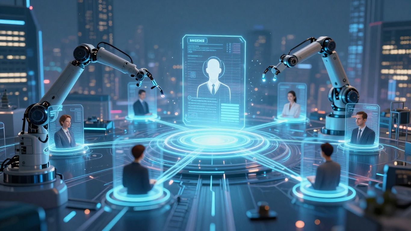 AI connecting diverse professionals for recruitment.