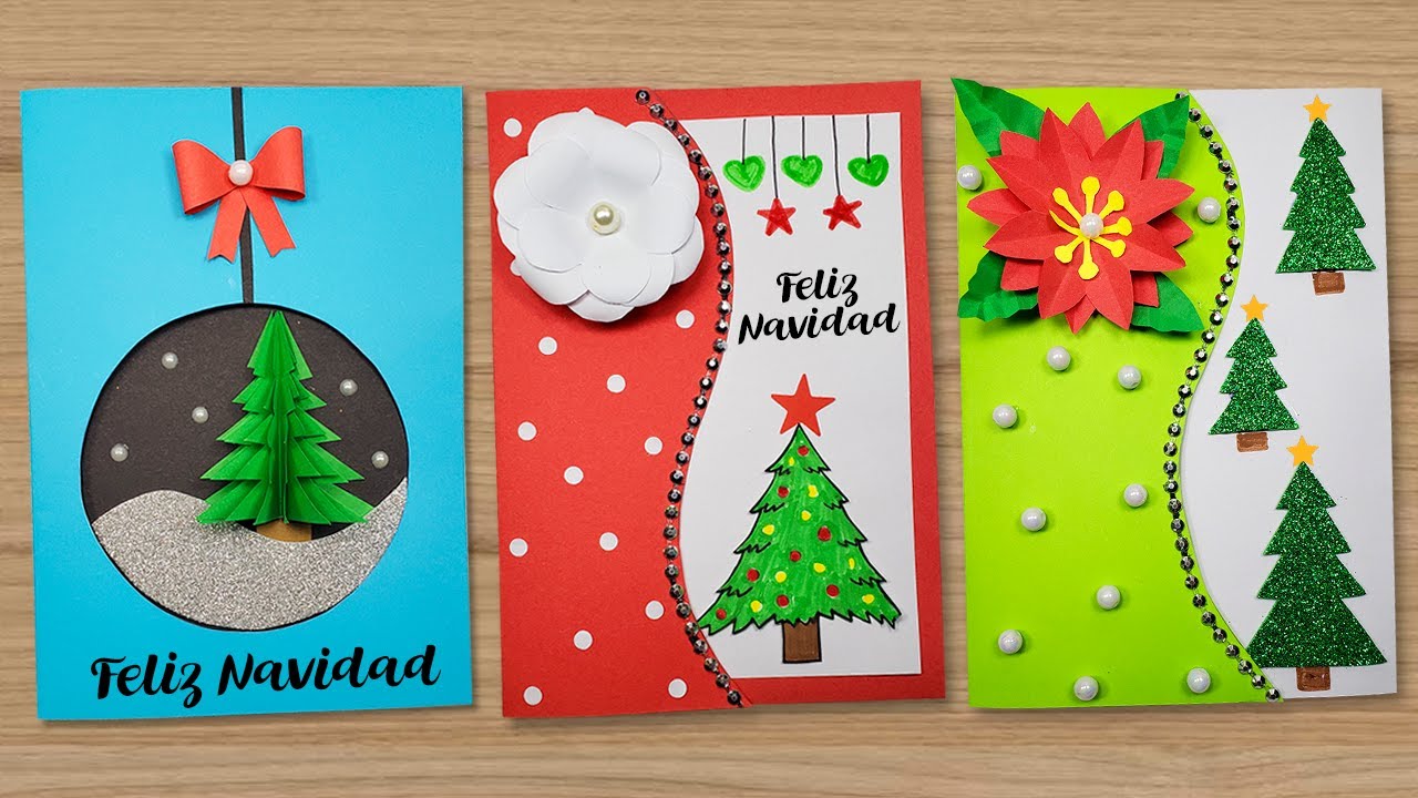 DIY 3 Lindas Tarjetas Navideñas 🎁 DIY Tarjetas hecha a mano | Christmas Cards