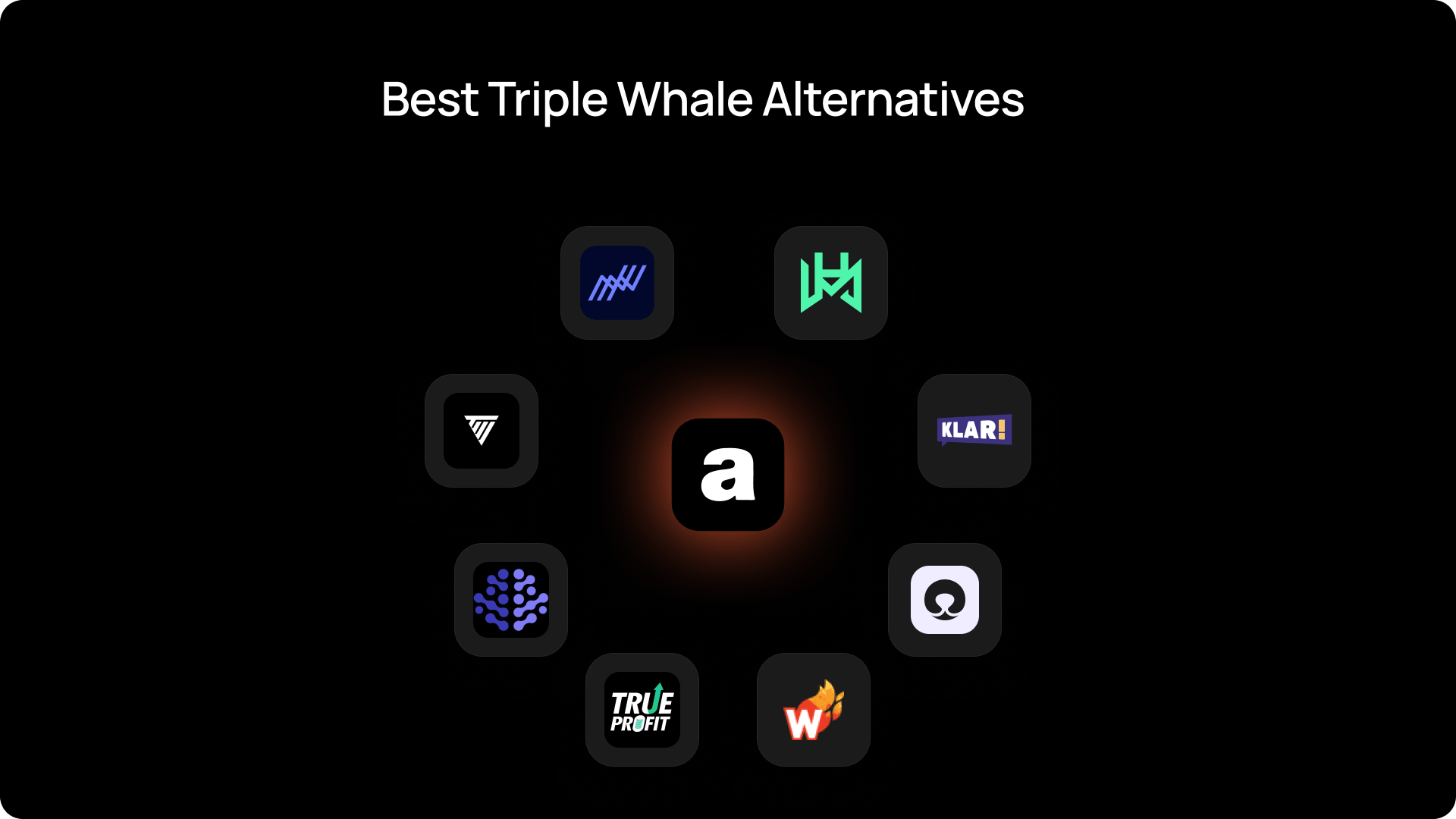 Logos of the 9 best Triple Whale alternatives for 2026, with Admetrics at the center