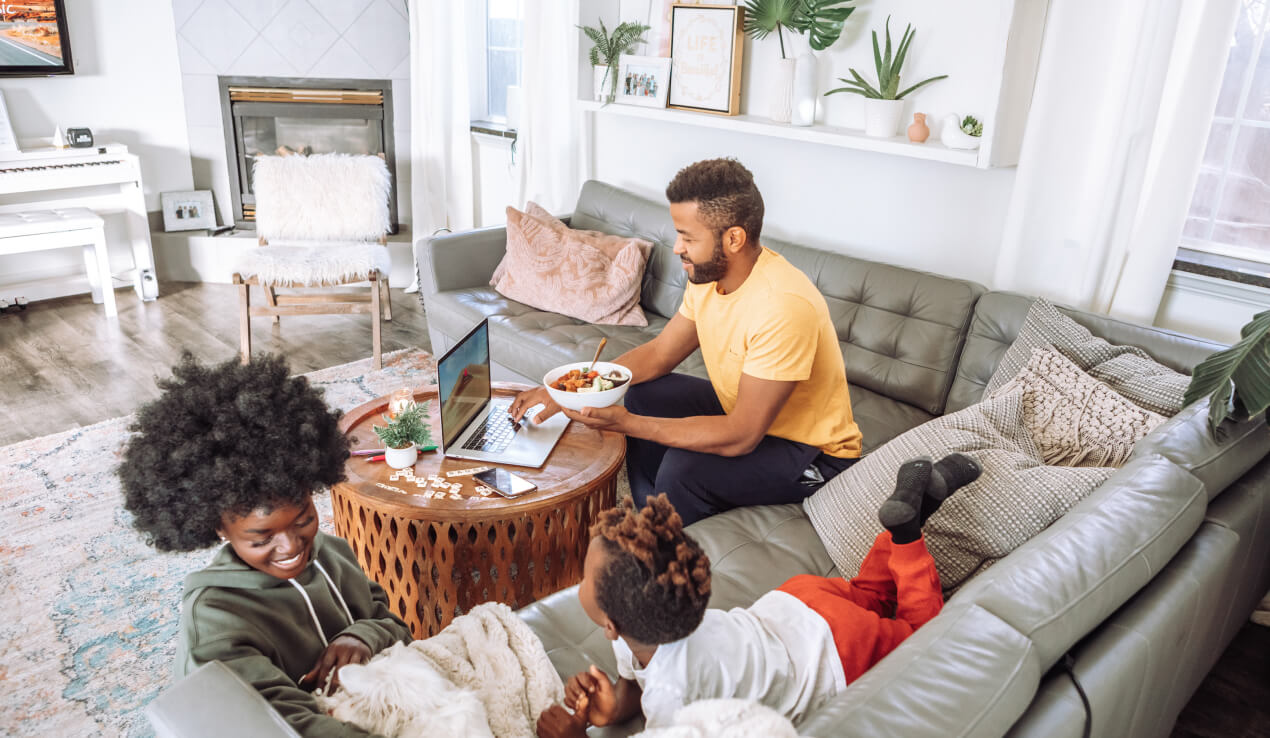 Family in a living room