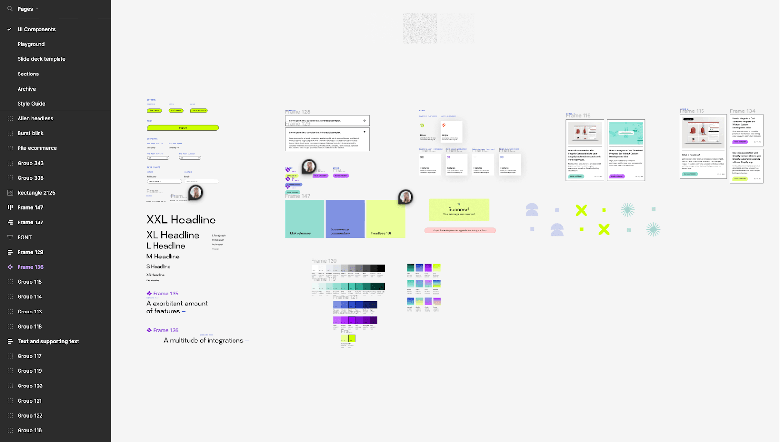 Website UI components designed in Figma