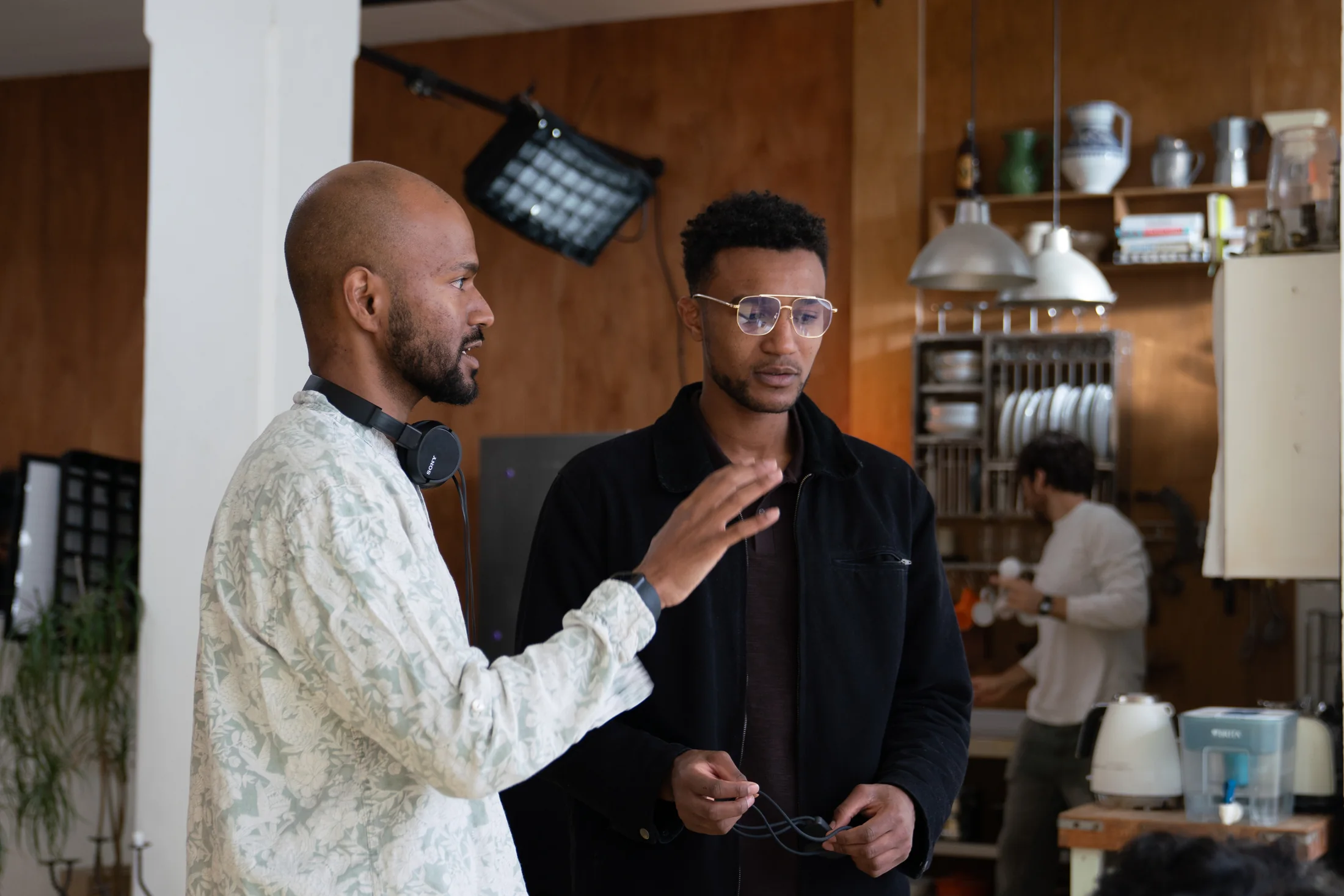 A conversation with the actor on the practical interior set.