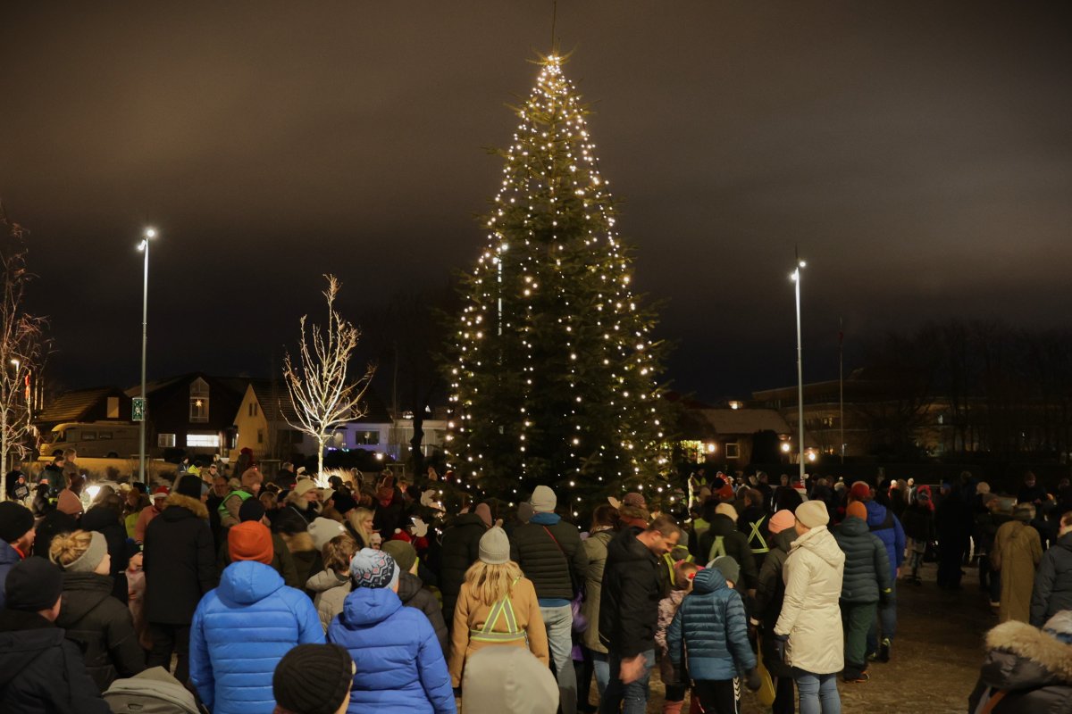 Foto av julegran på rdhusplassen i Solakrossen