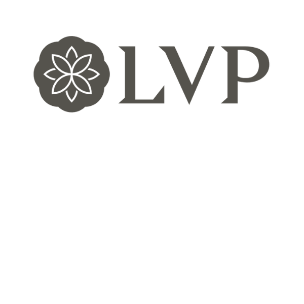 A black and white logo with the word lvp.