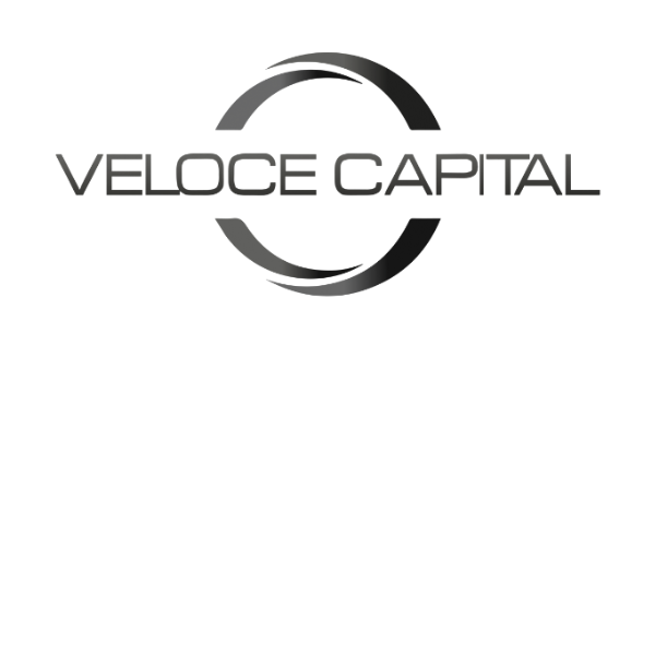 The veldce capital logo on a black background.