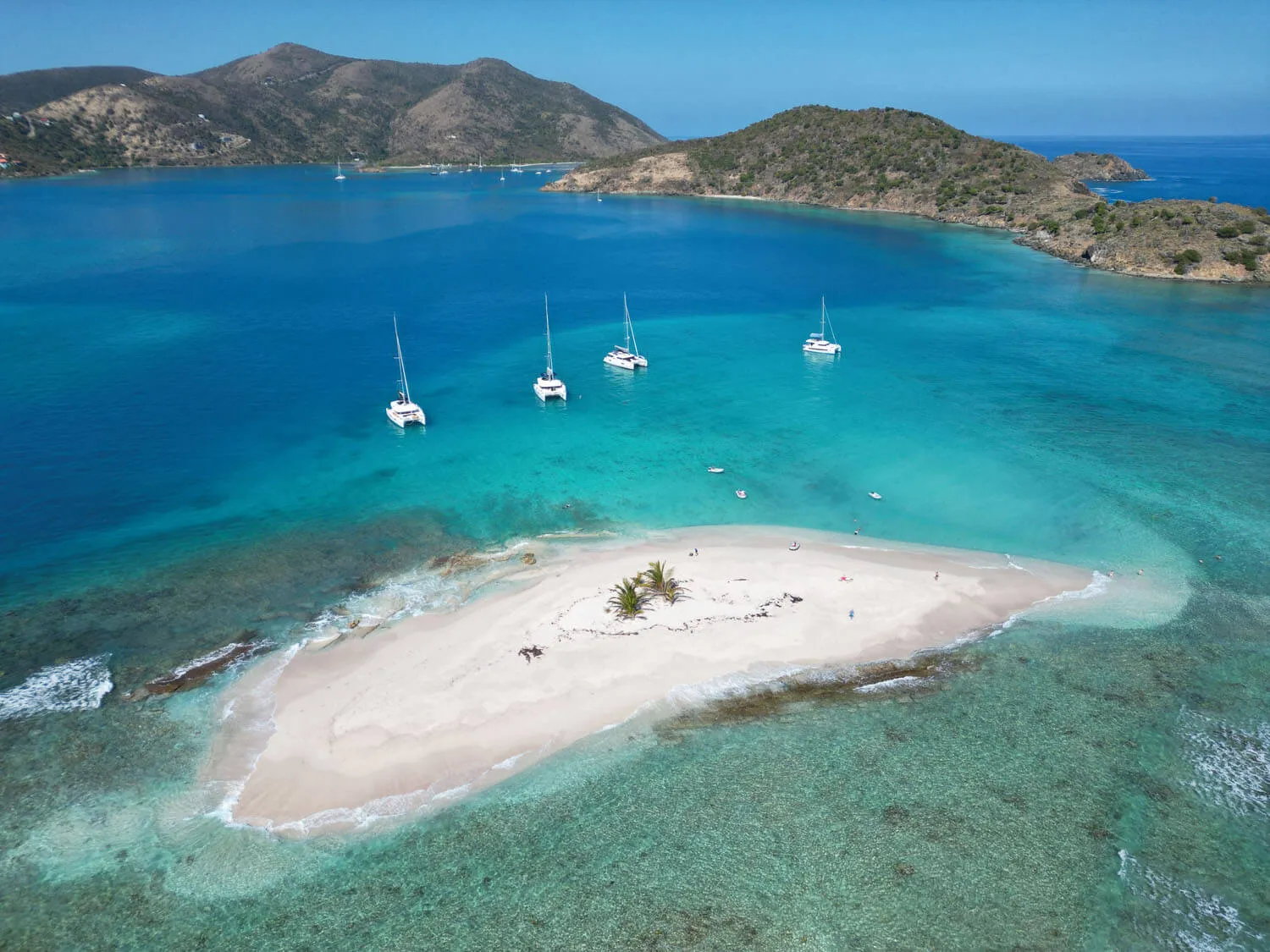 Aerial view of Sandy Cay in the British Virgin Islands