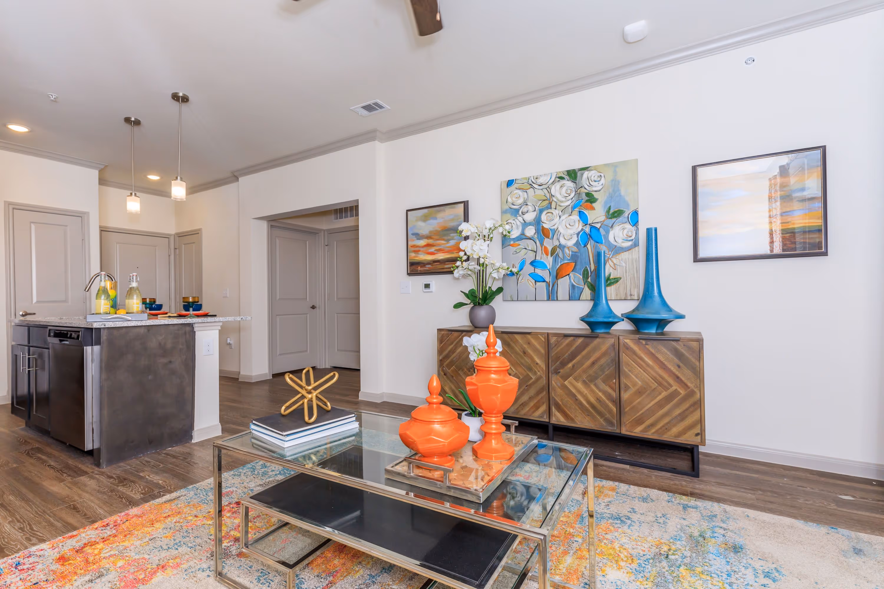 living room and kitchen