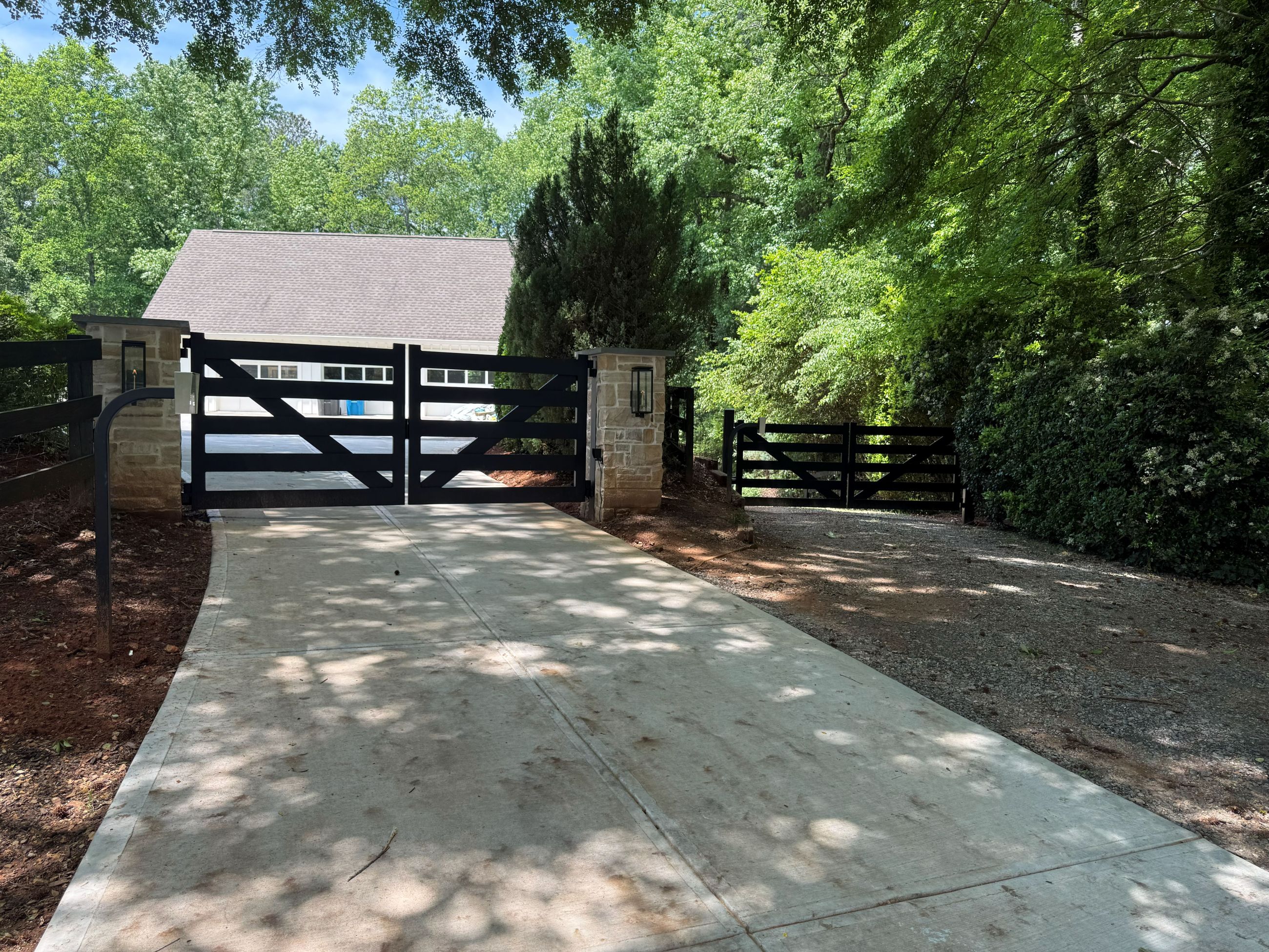 Dual Automated Aluminum Farmhouse Gates — Roswell, GA