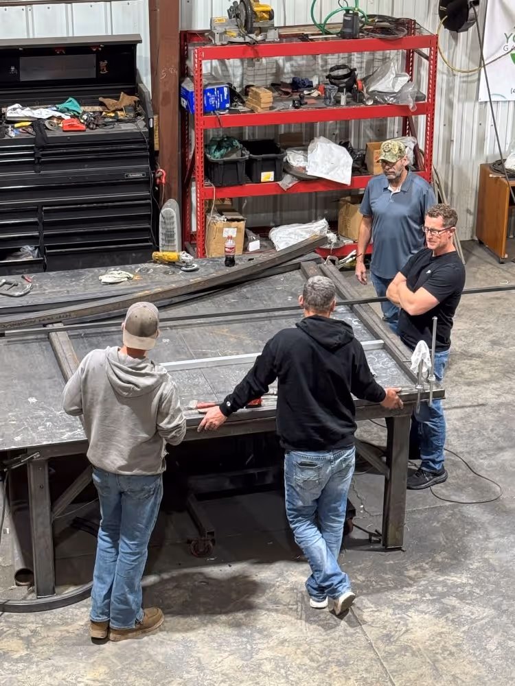 Laying out the inverted arch in the shop