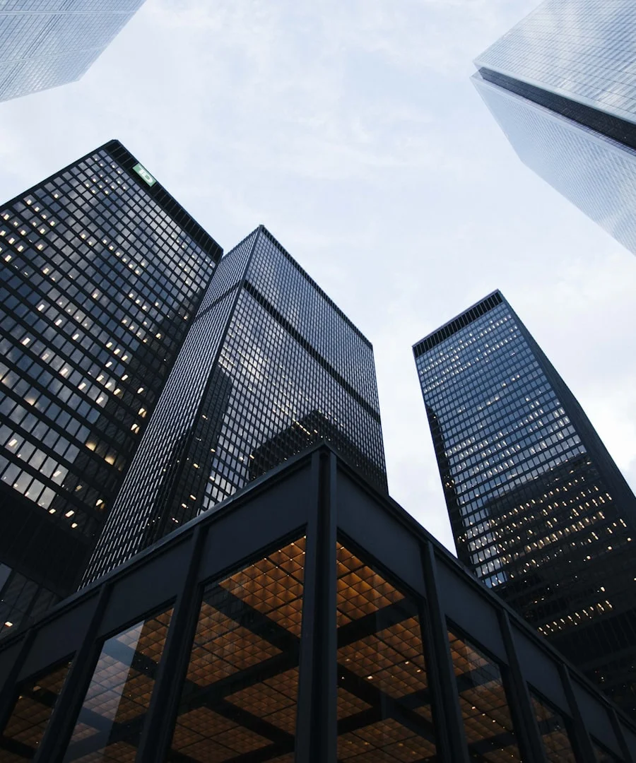 Modern corporate office buildings in a city