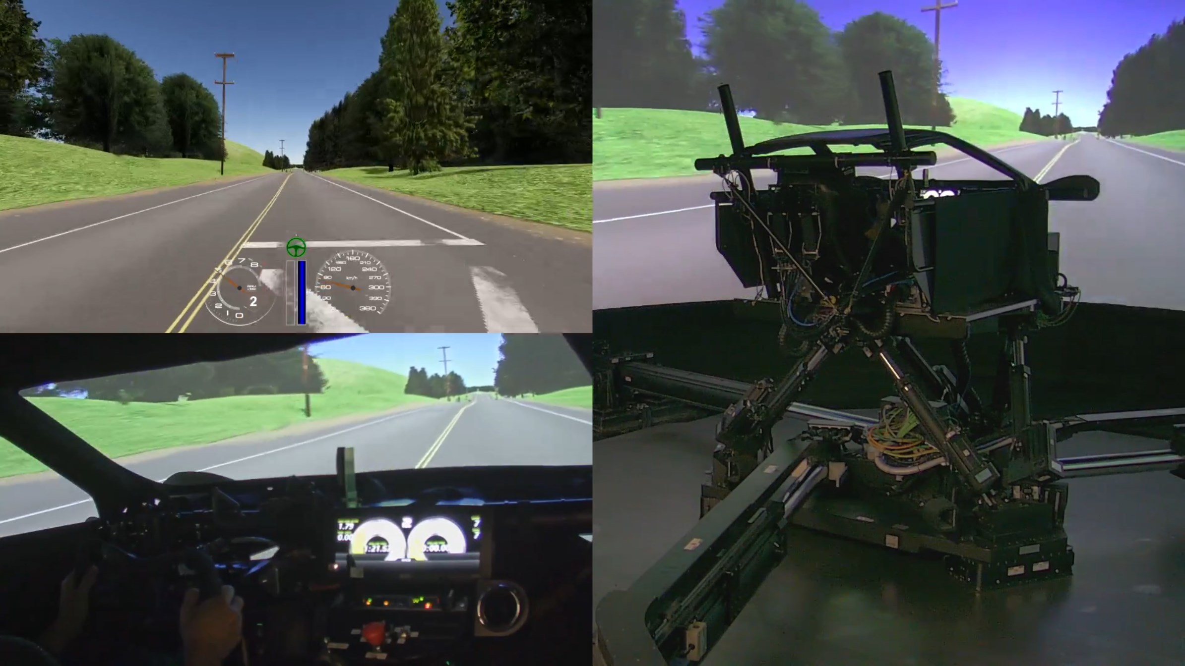 From top-left to right: Projector View, External CAB view, and Driver Viewing