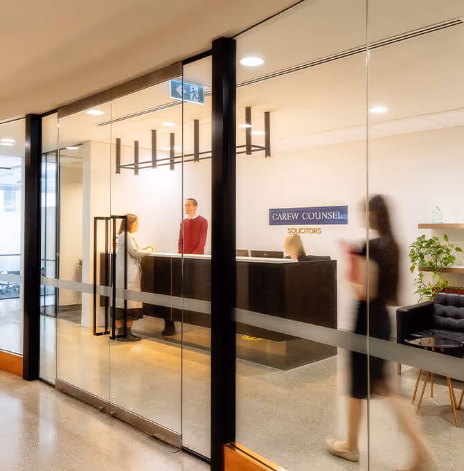 The reception desk at our Melbourne offices, where you can come for an in-person consultation with our experienced and accredited divorce lawyers.