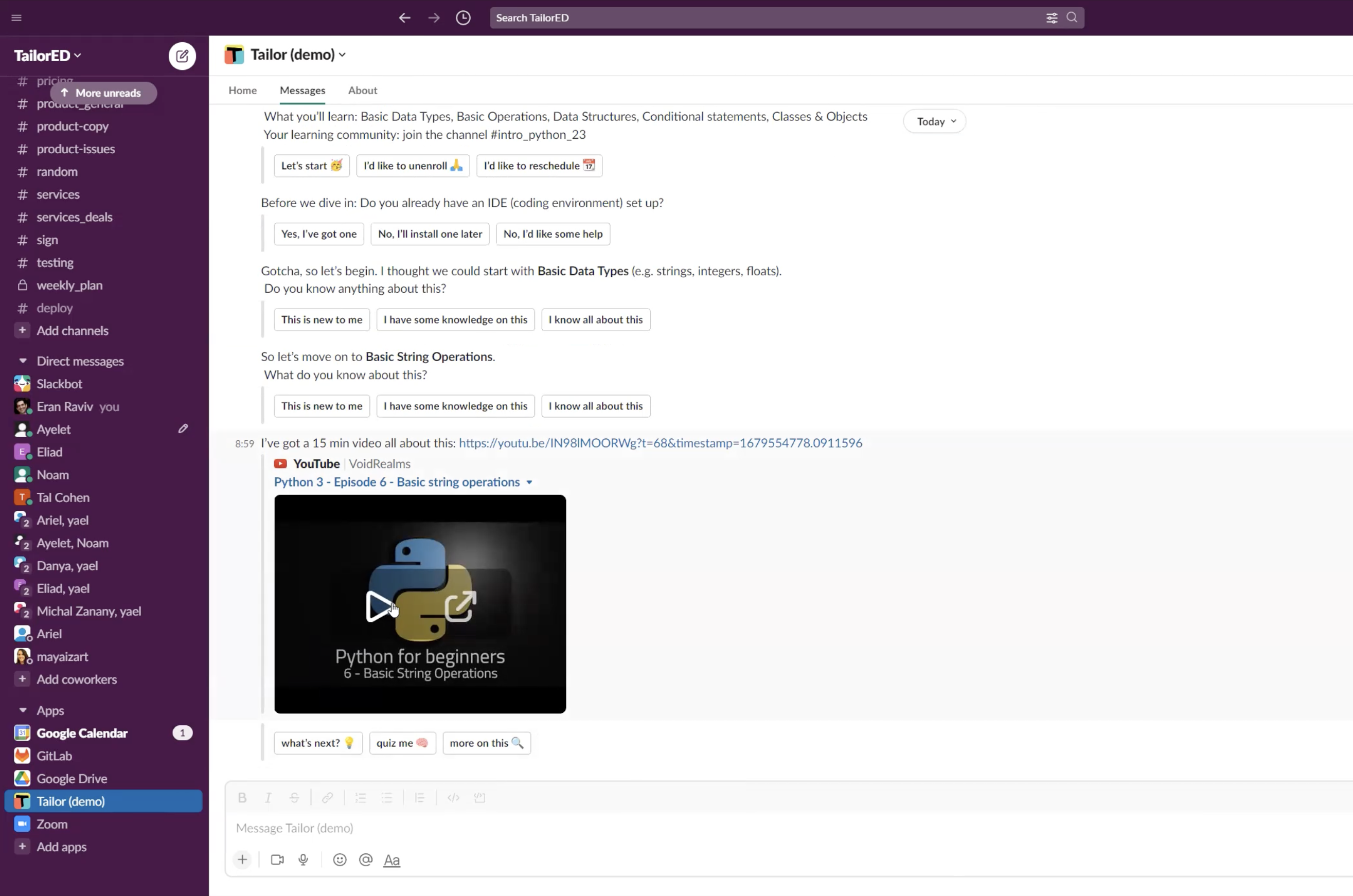 Slack demo image