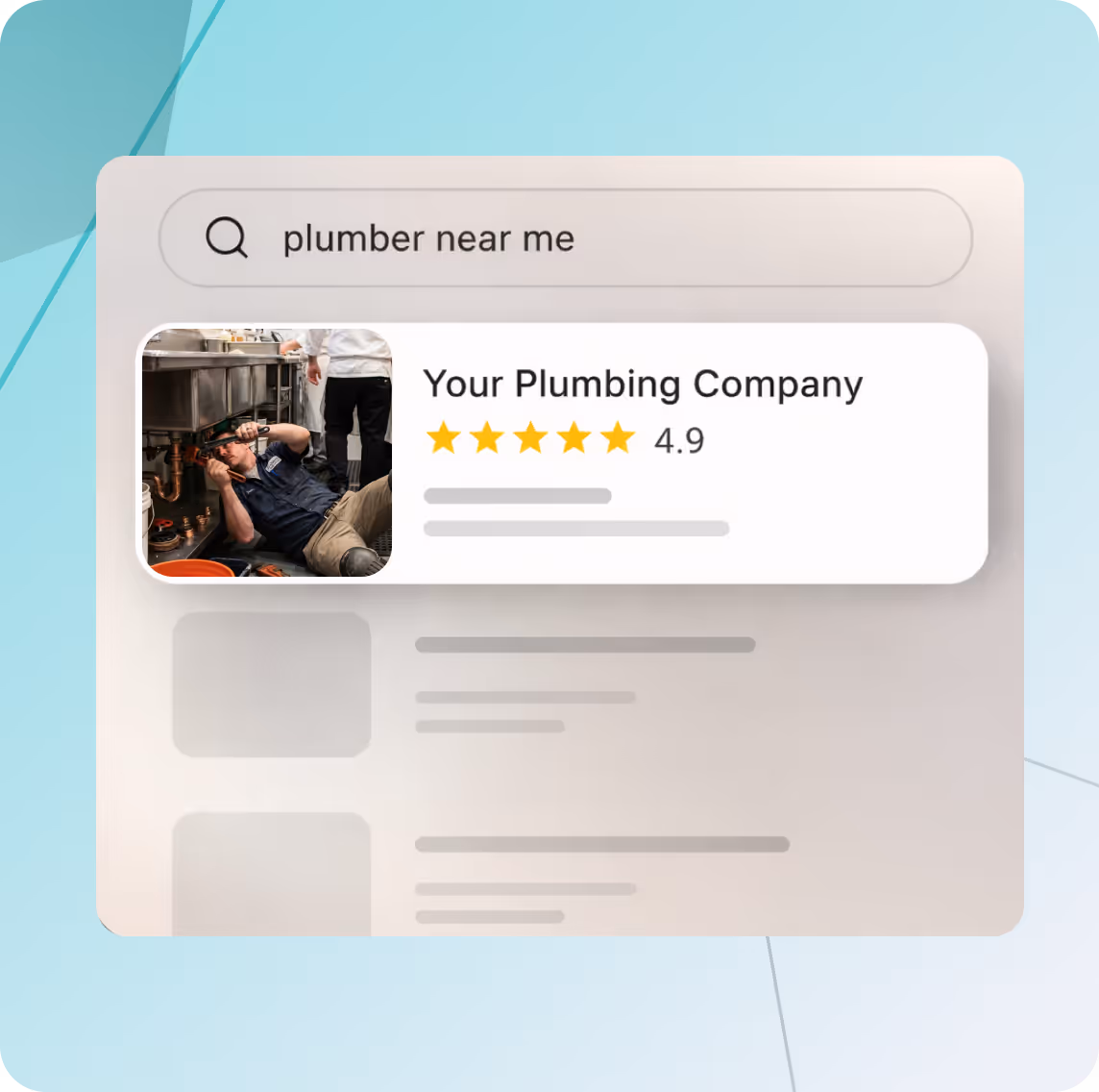 Search result showing your company with a great rating.