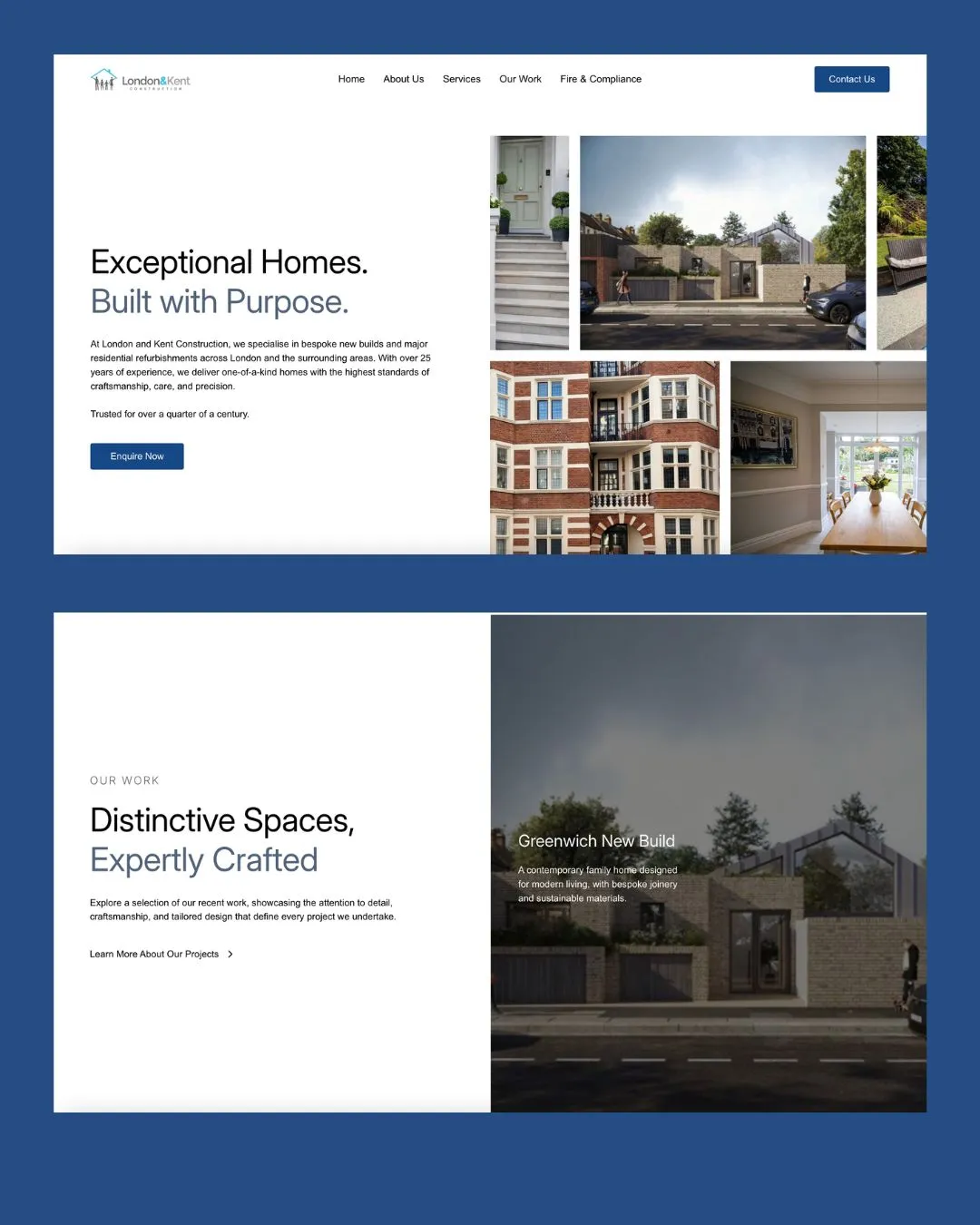 London & Kent Construction Website Mockups