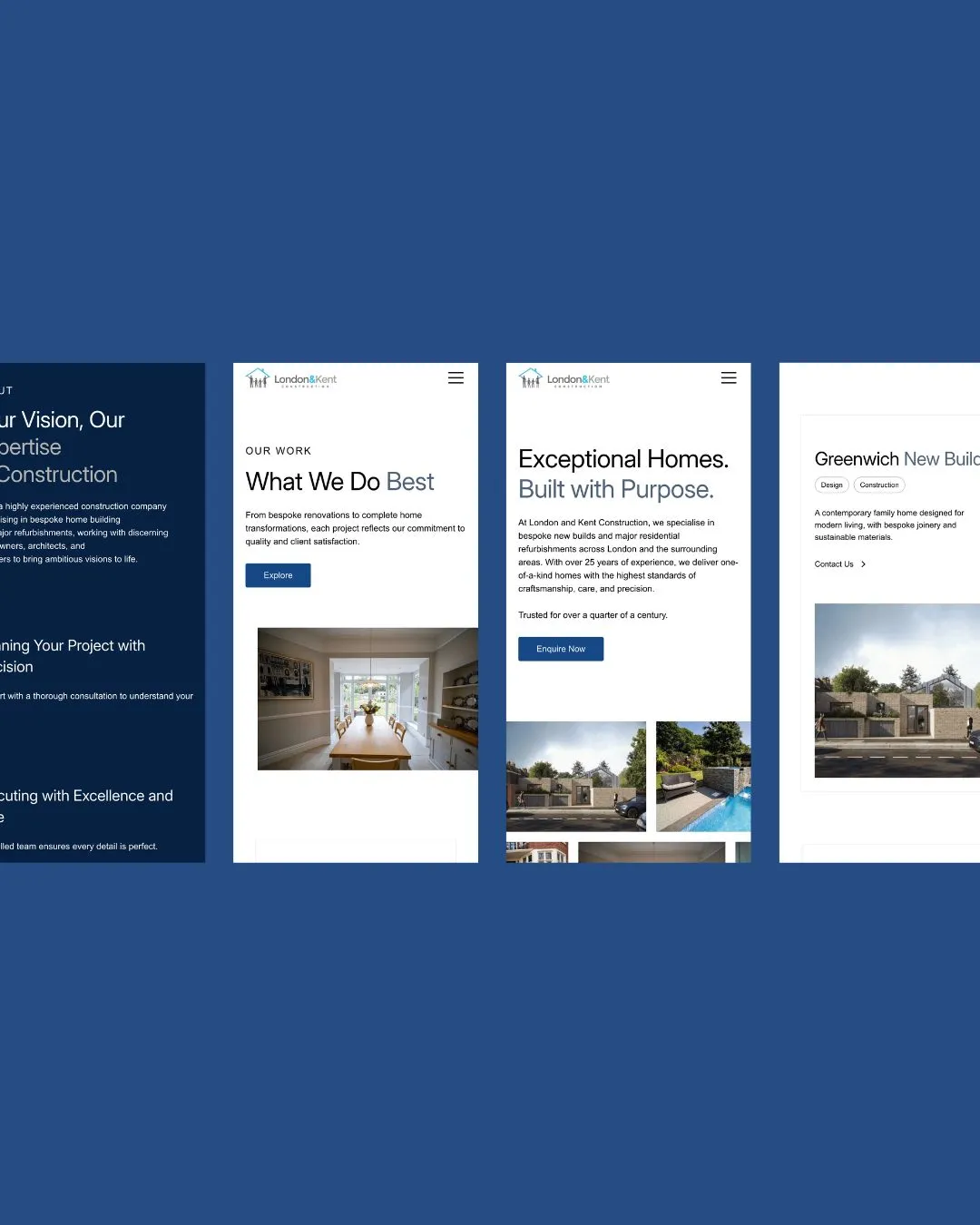 London & Kent Construction Website Mockups