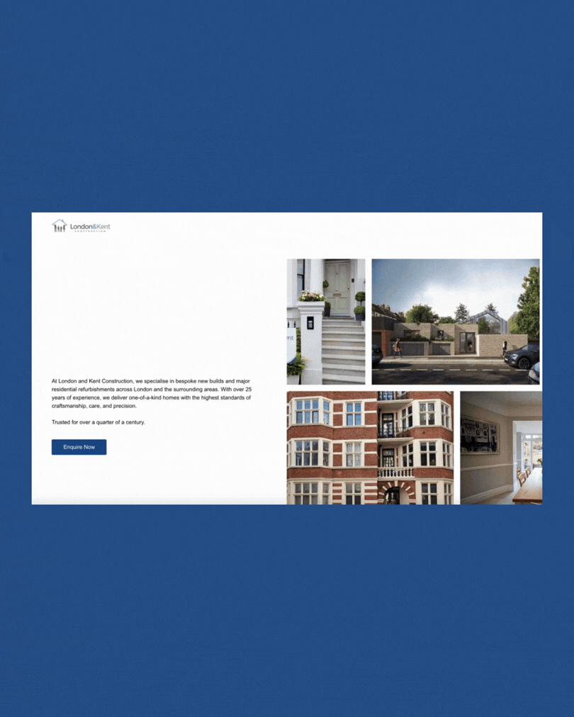 London & Kent Construction Website Mockups