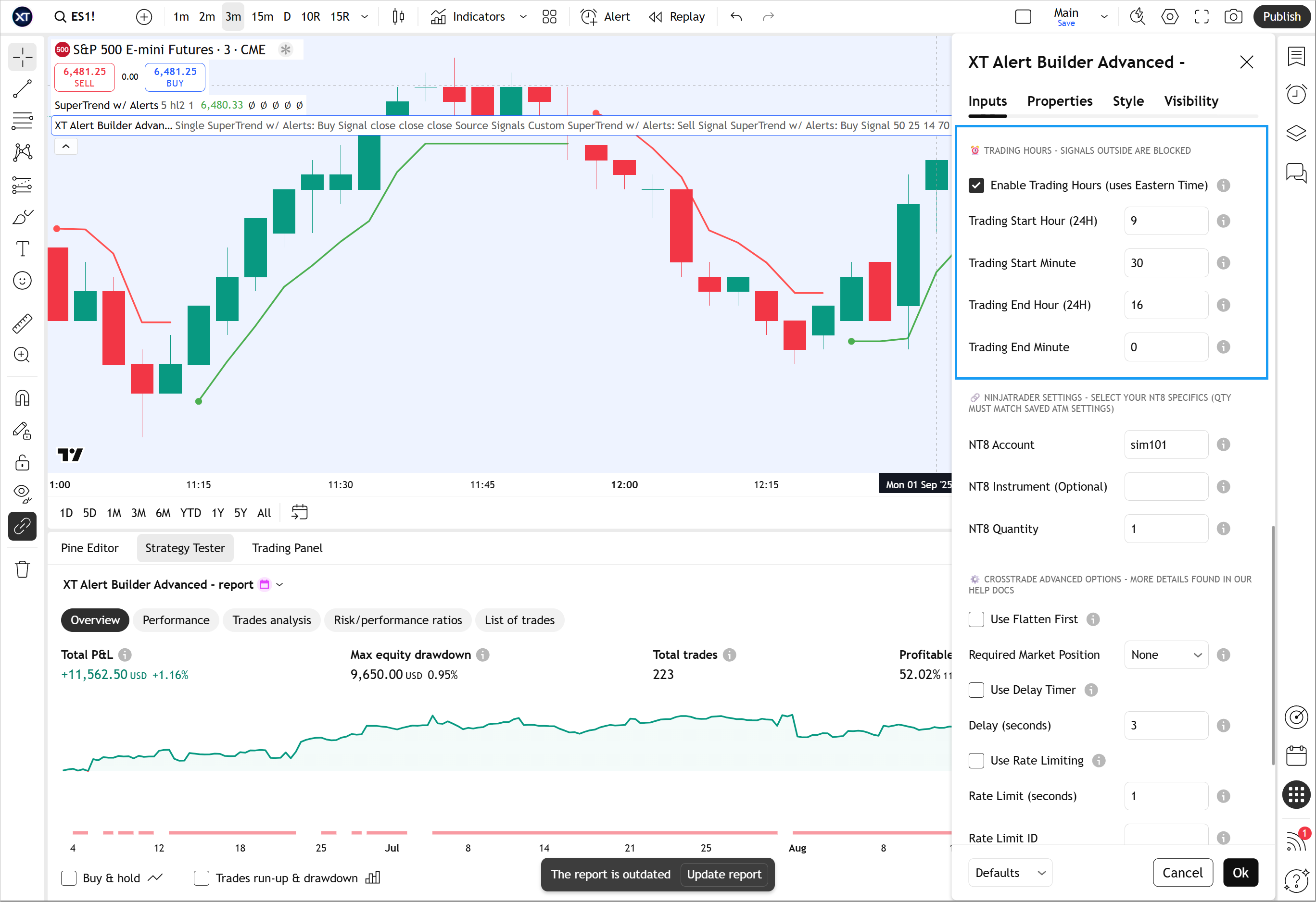 trade execution setting