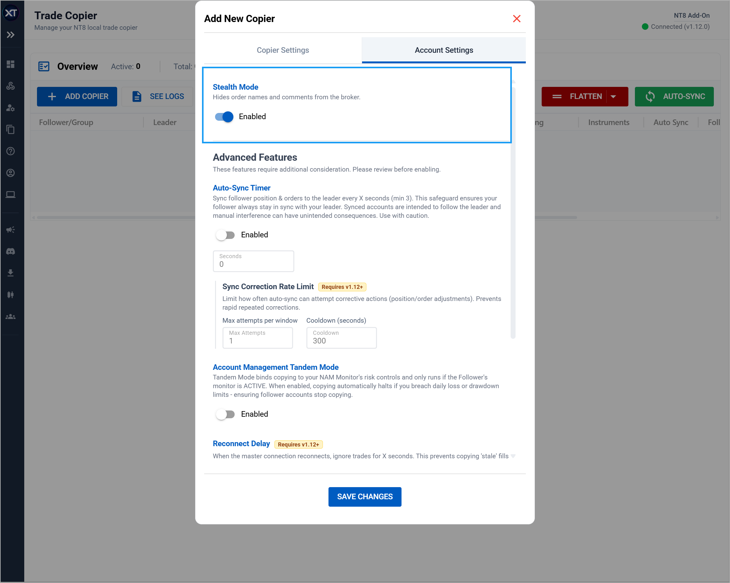 stealth mode copier settings