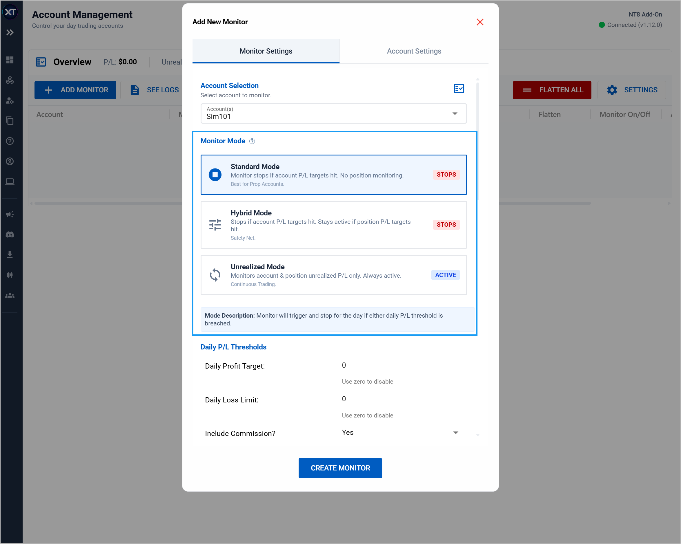 NT account manager main page