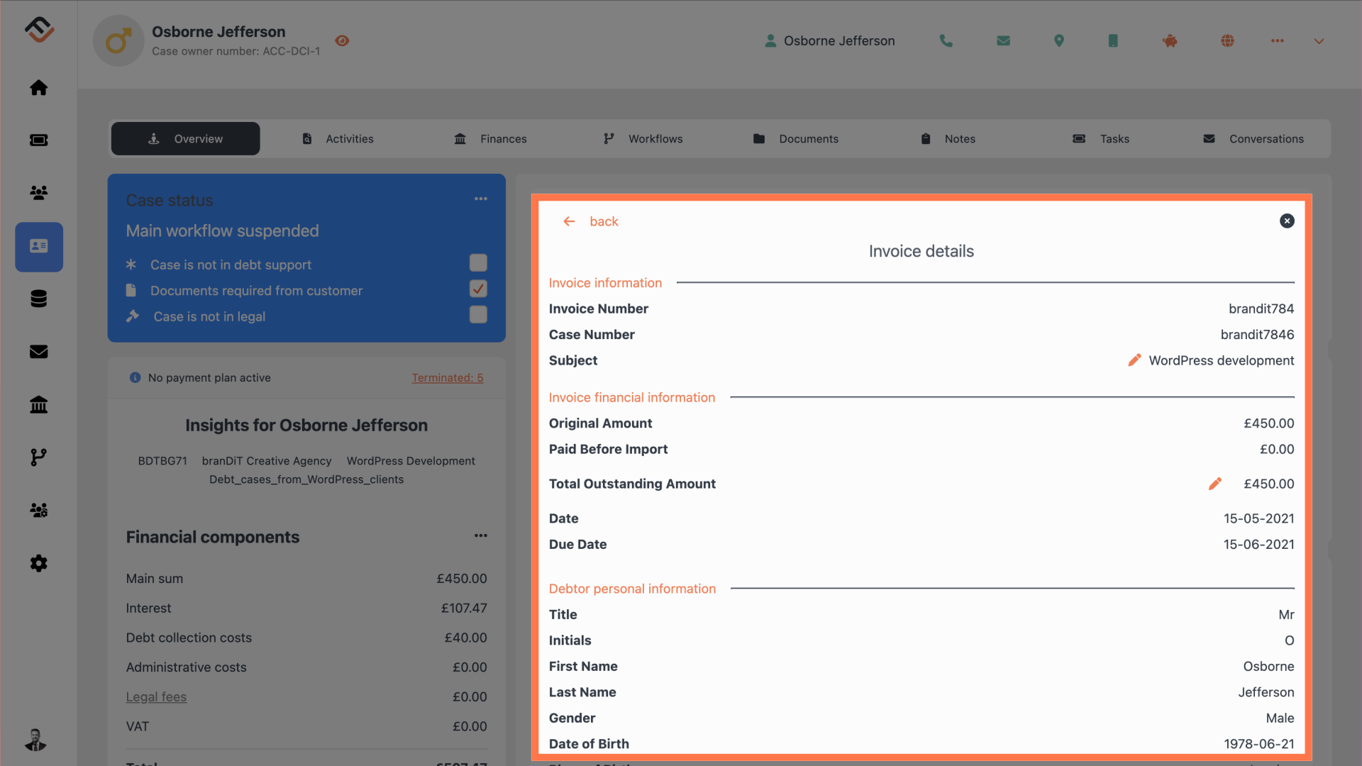 Invoice details