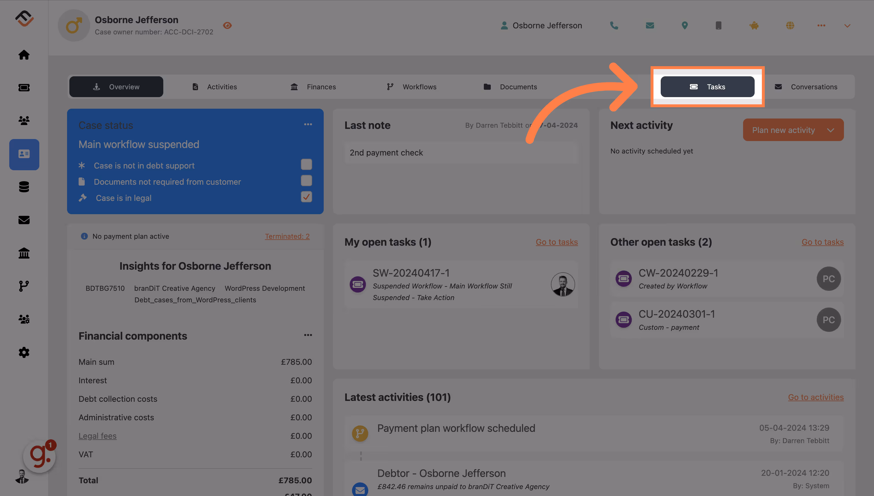 Click on tasks