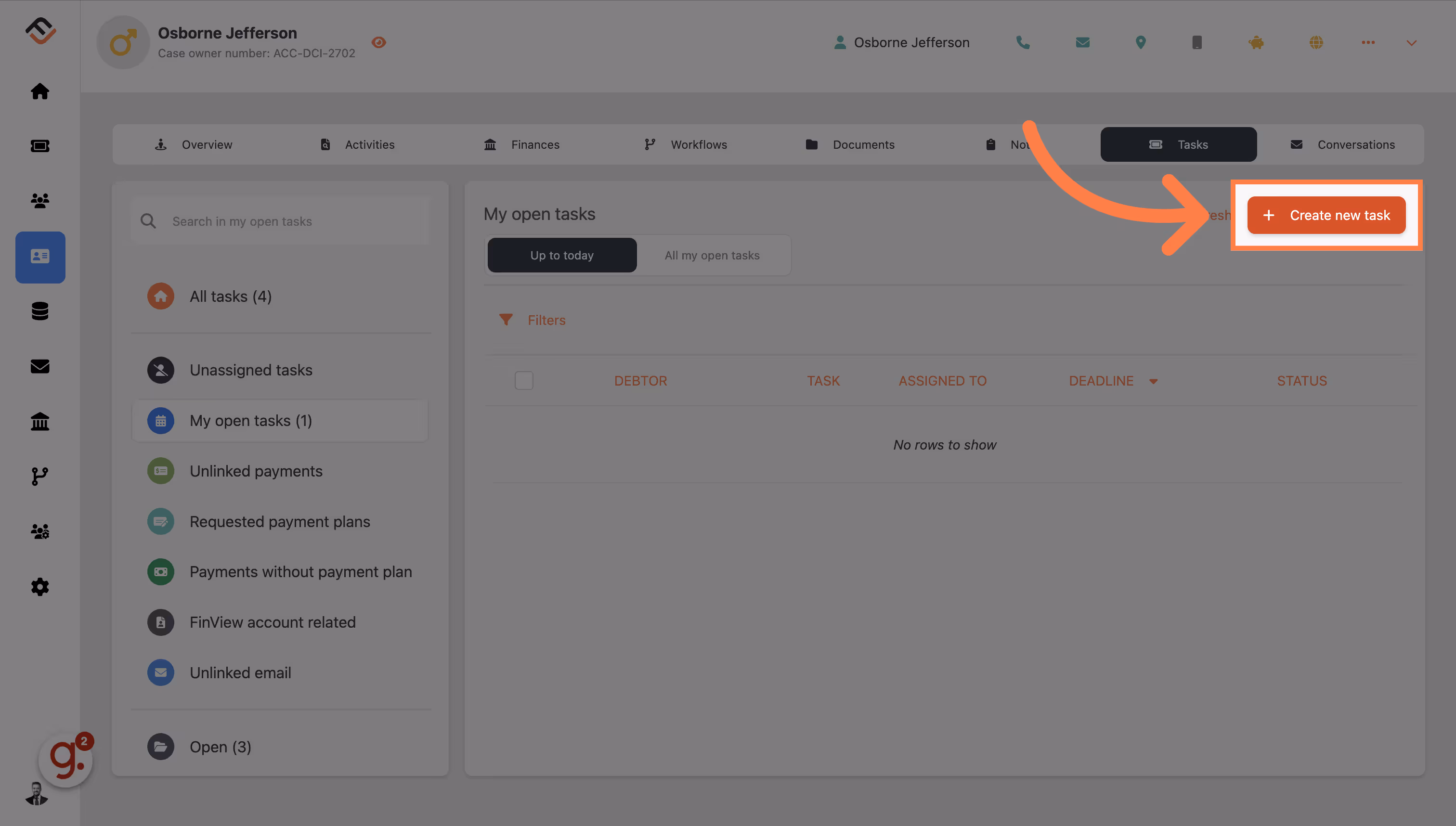 Select 'Create new task'
