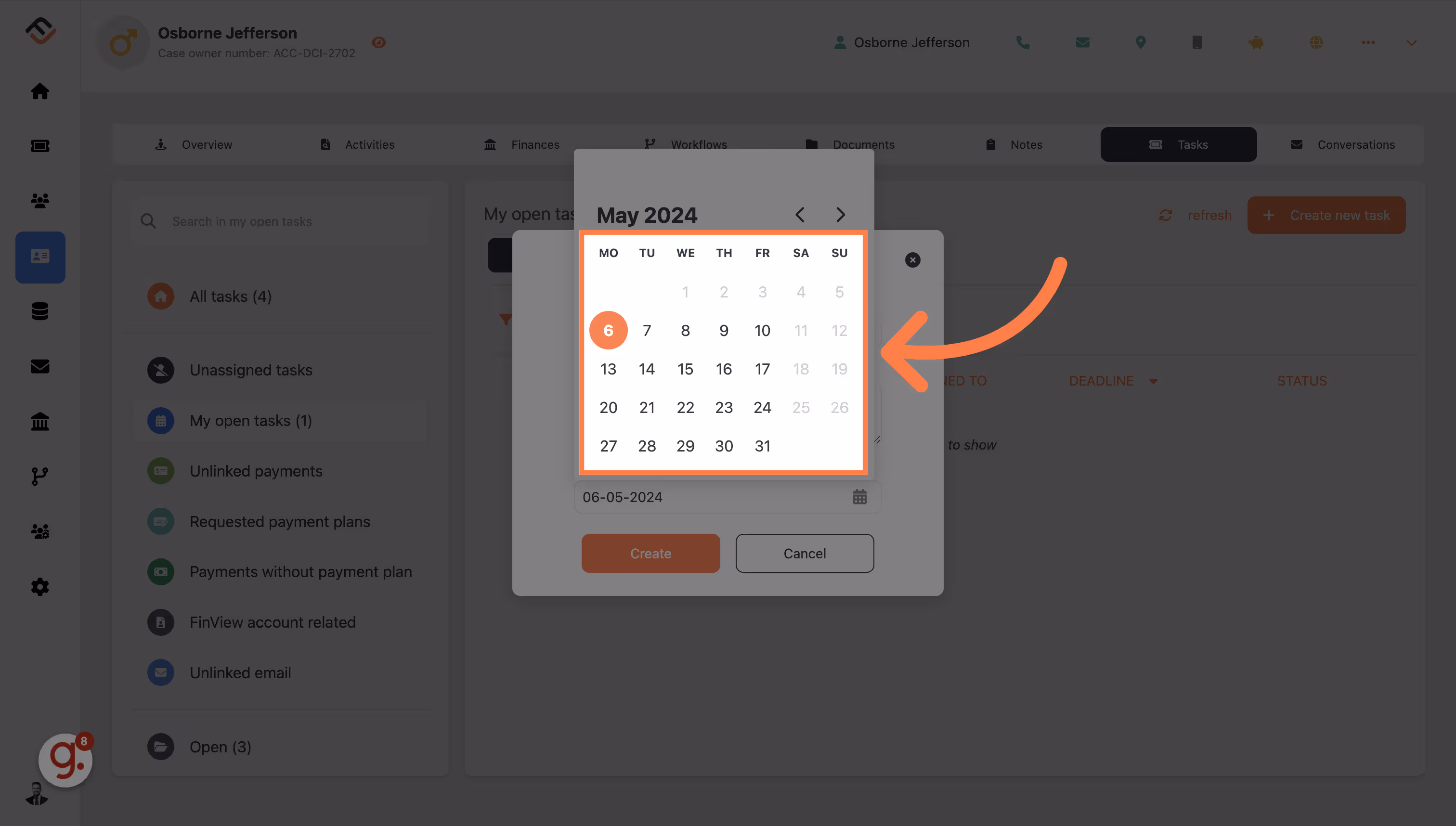 Select the date