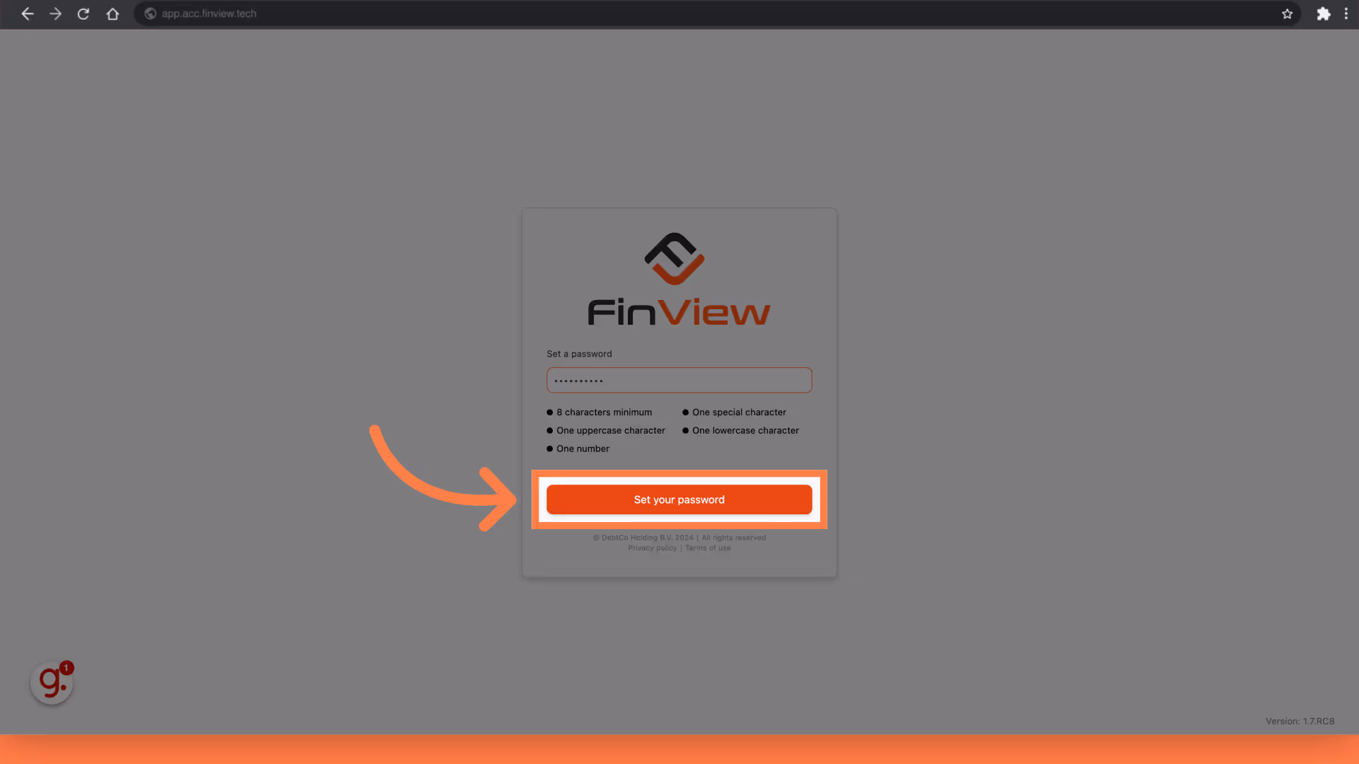Click 'Set your password'