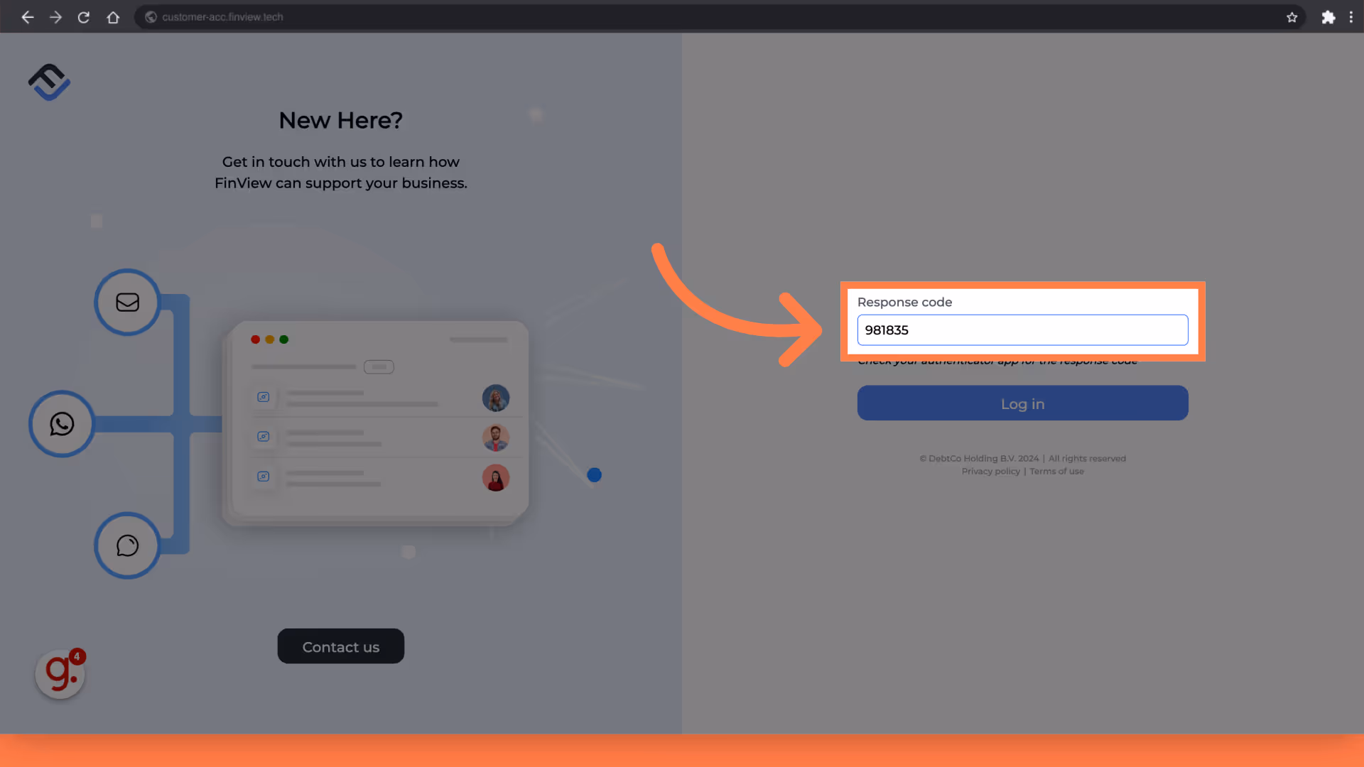 Enter in your 2FA code