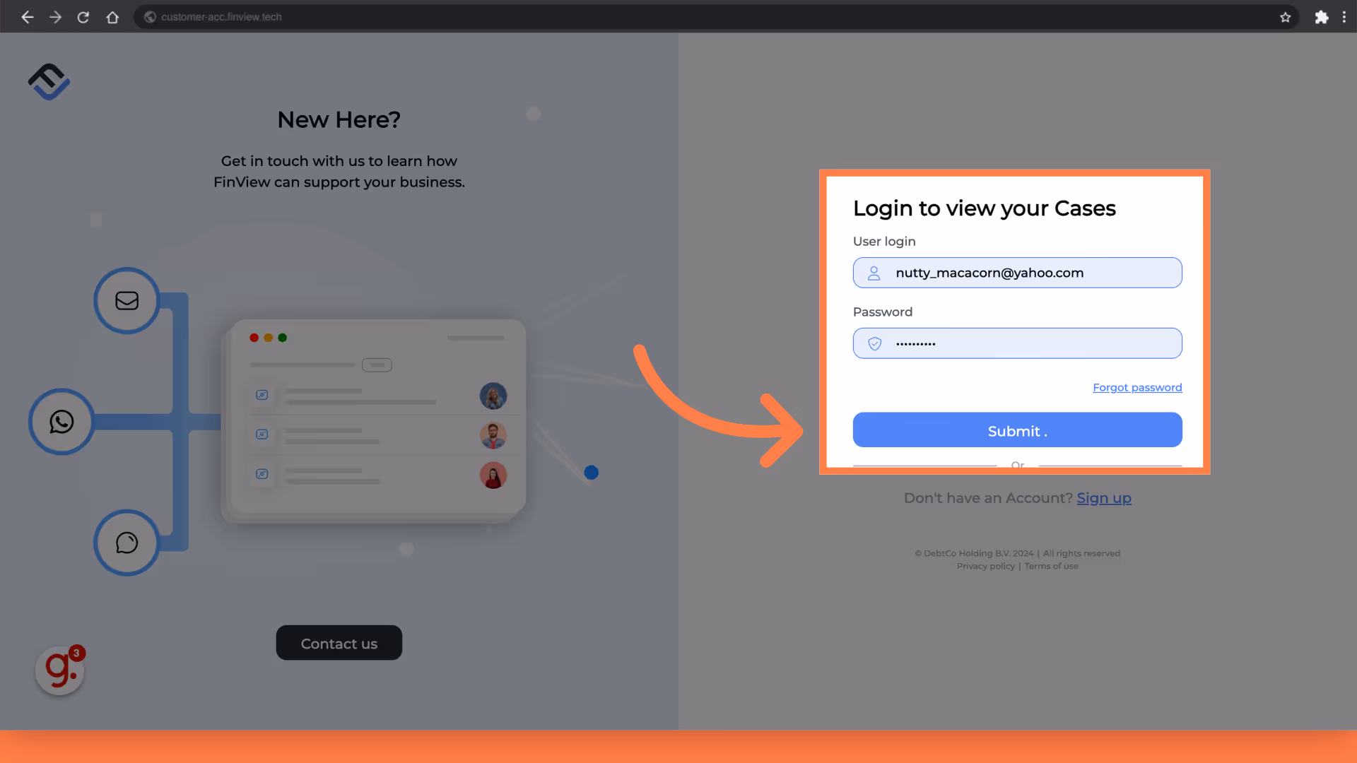 Enter in your username and password