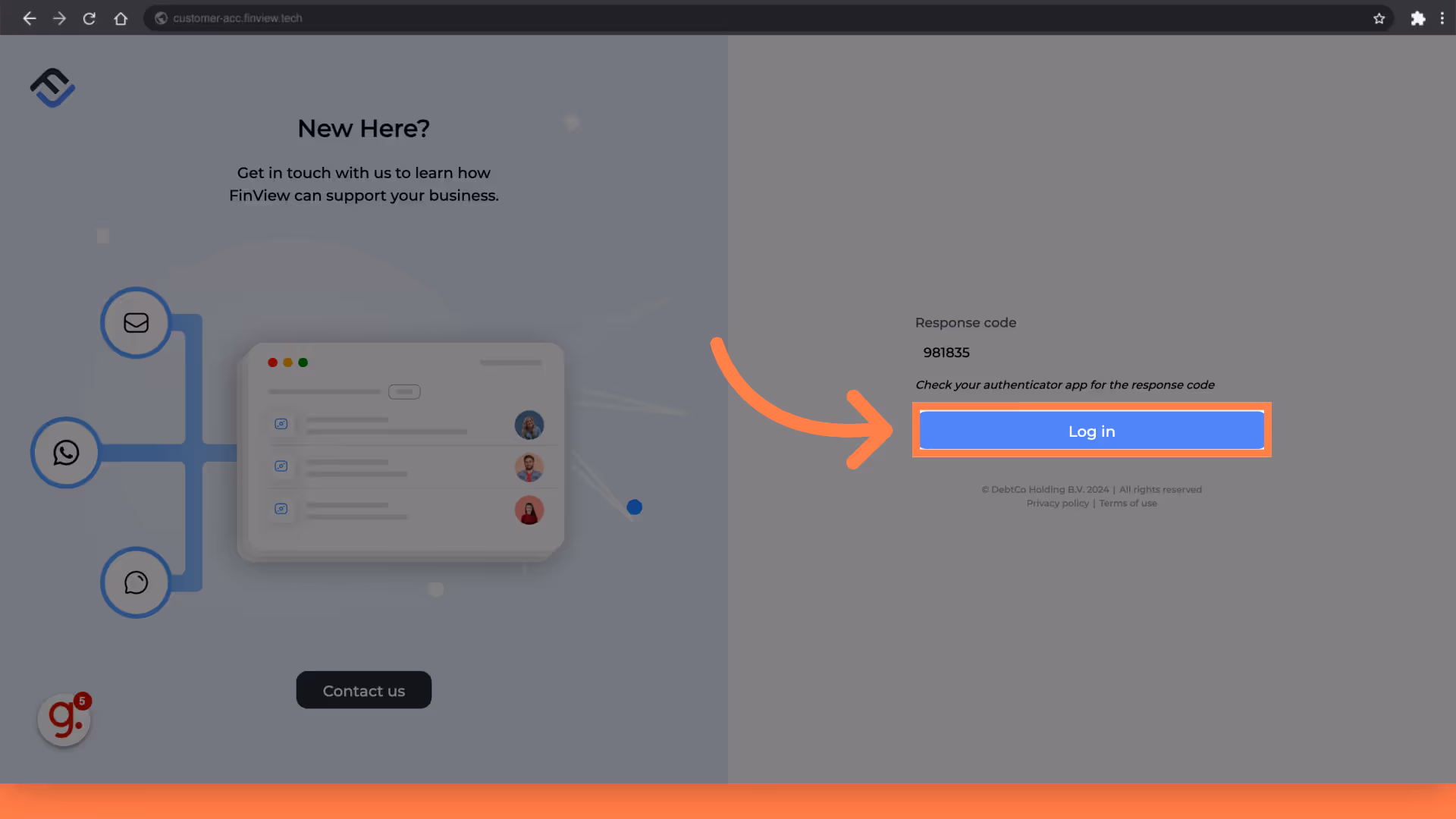Click 'Log in'