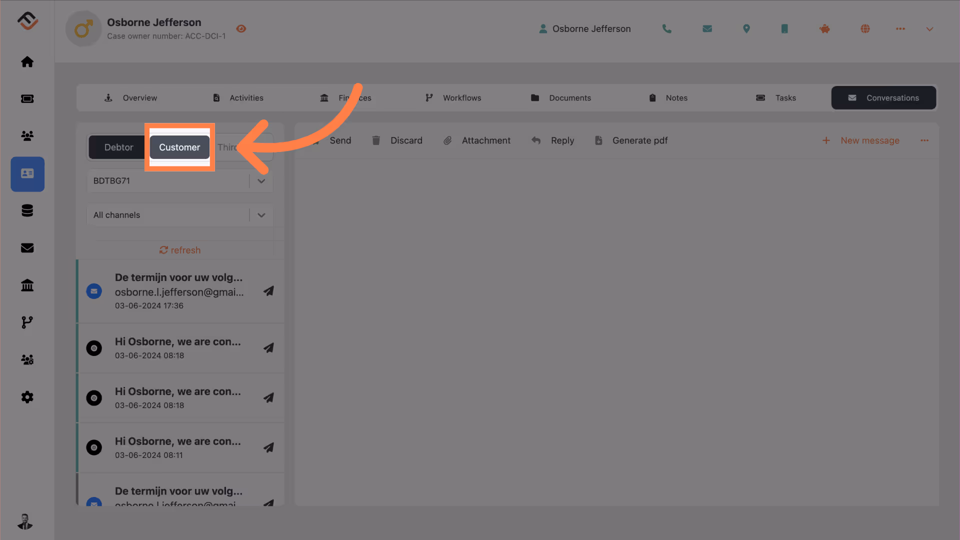 Click 'Customer'