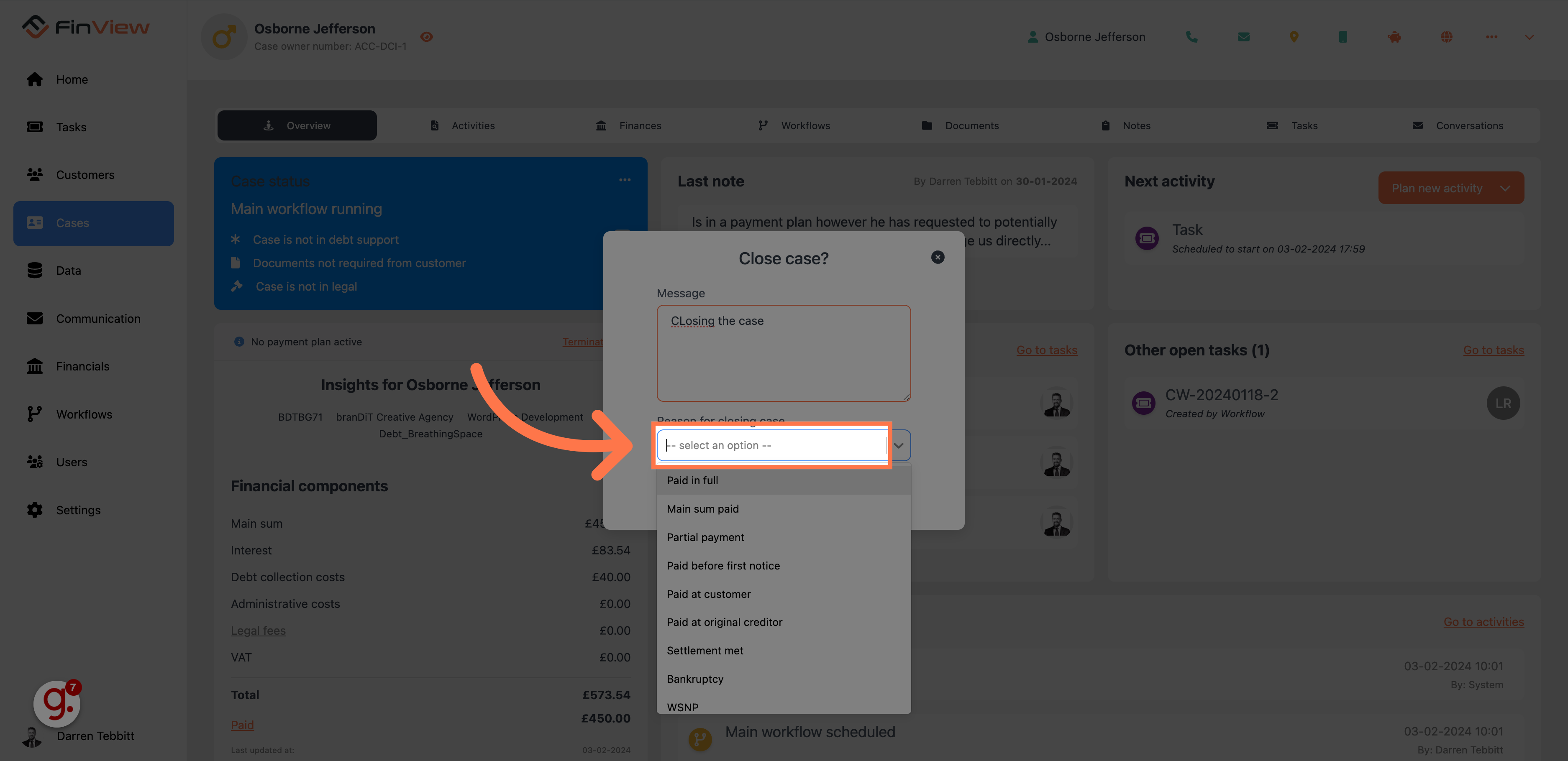 Click on the drop down list