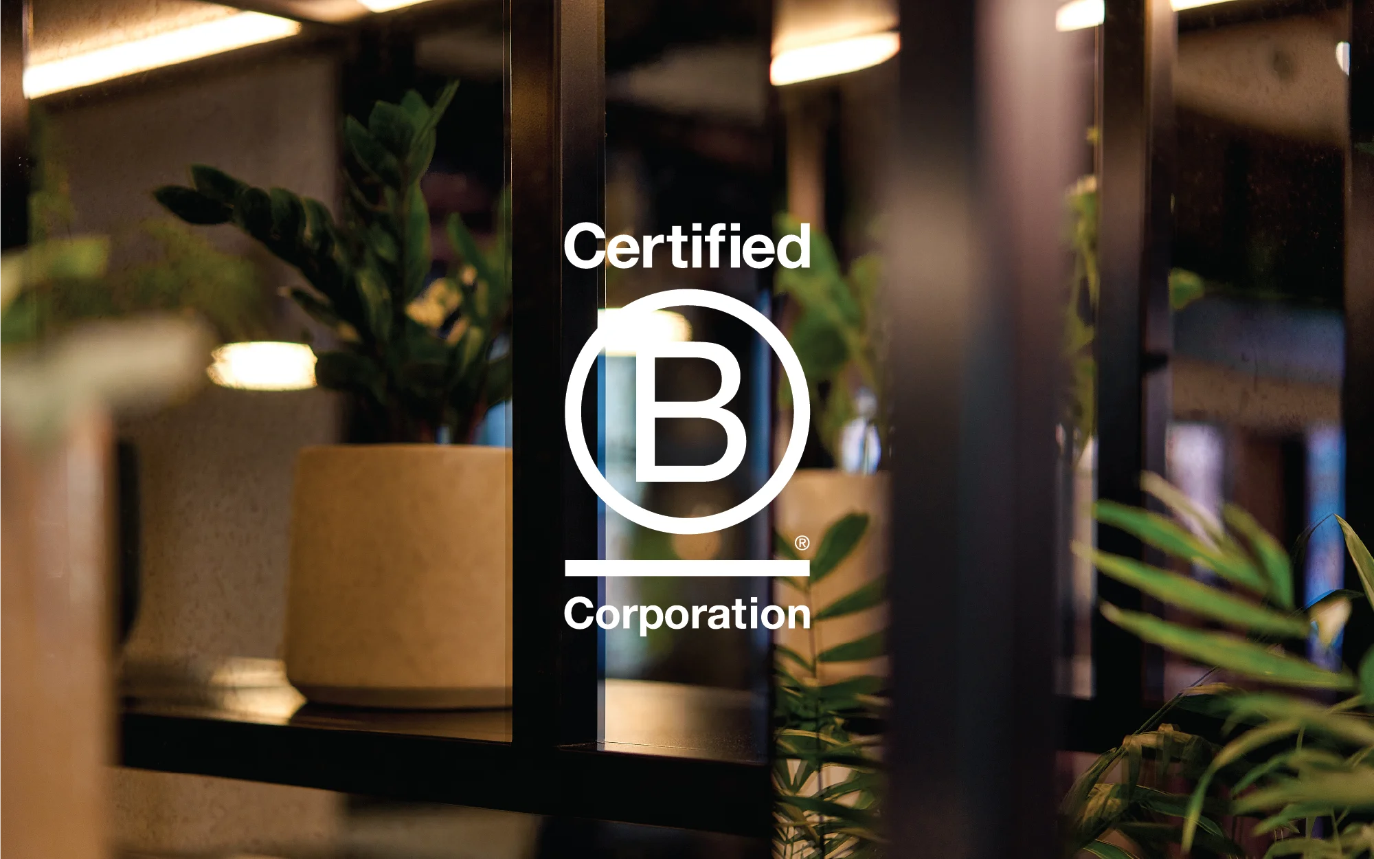 B Corp logo overlay on picture of cleaner background