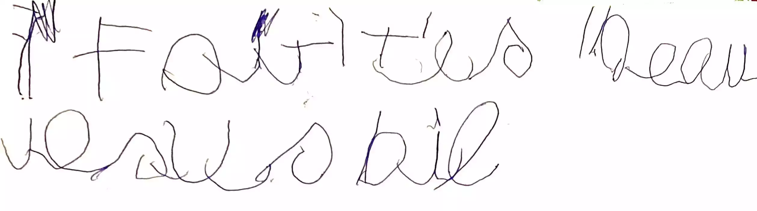 "Il fait très beau je suis bien" écrit par un enfant dysgraphique