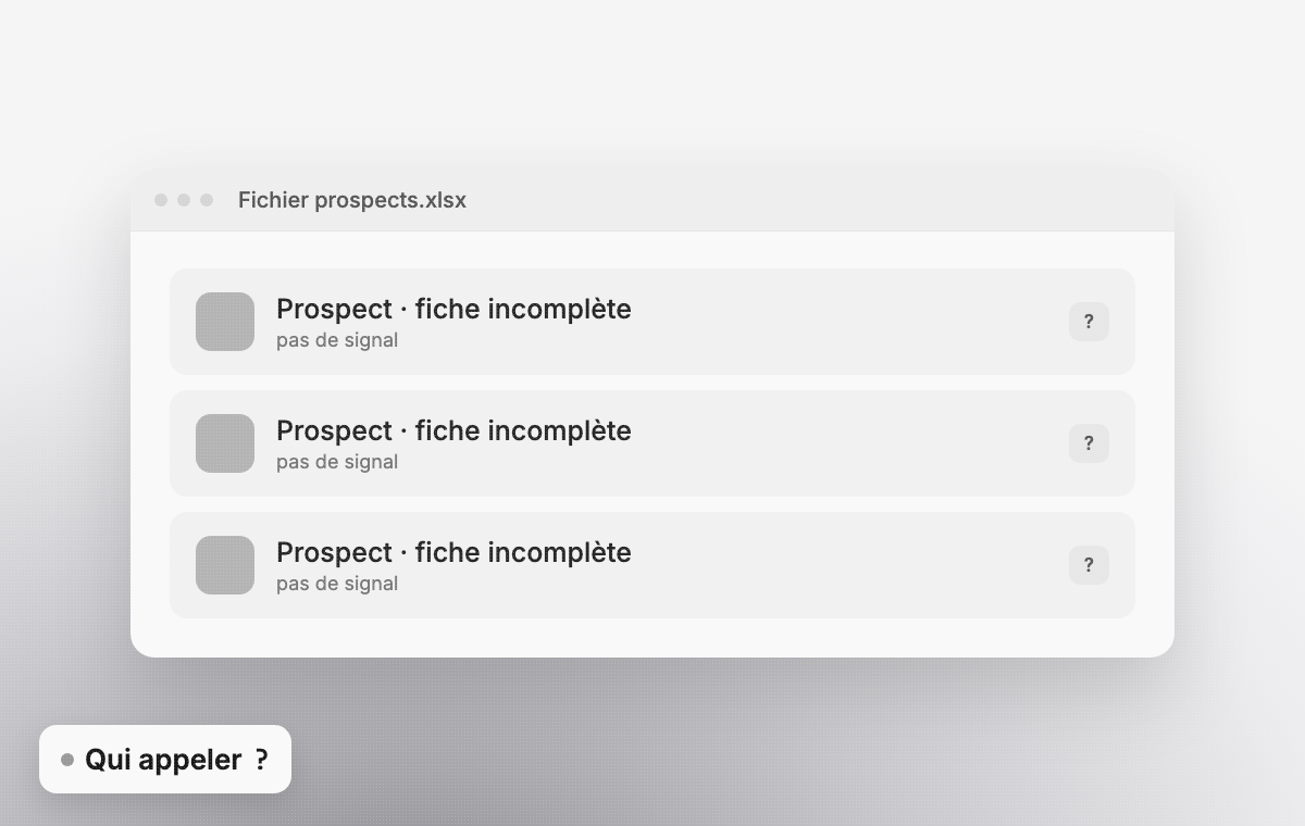 Avant : Des fiches incomplètes, des opportunités perdues