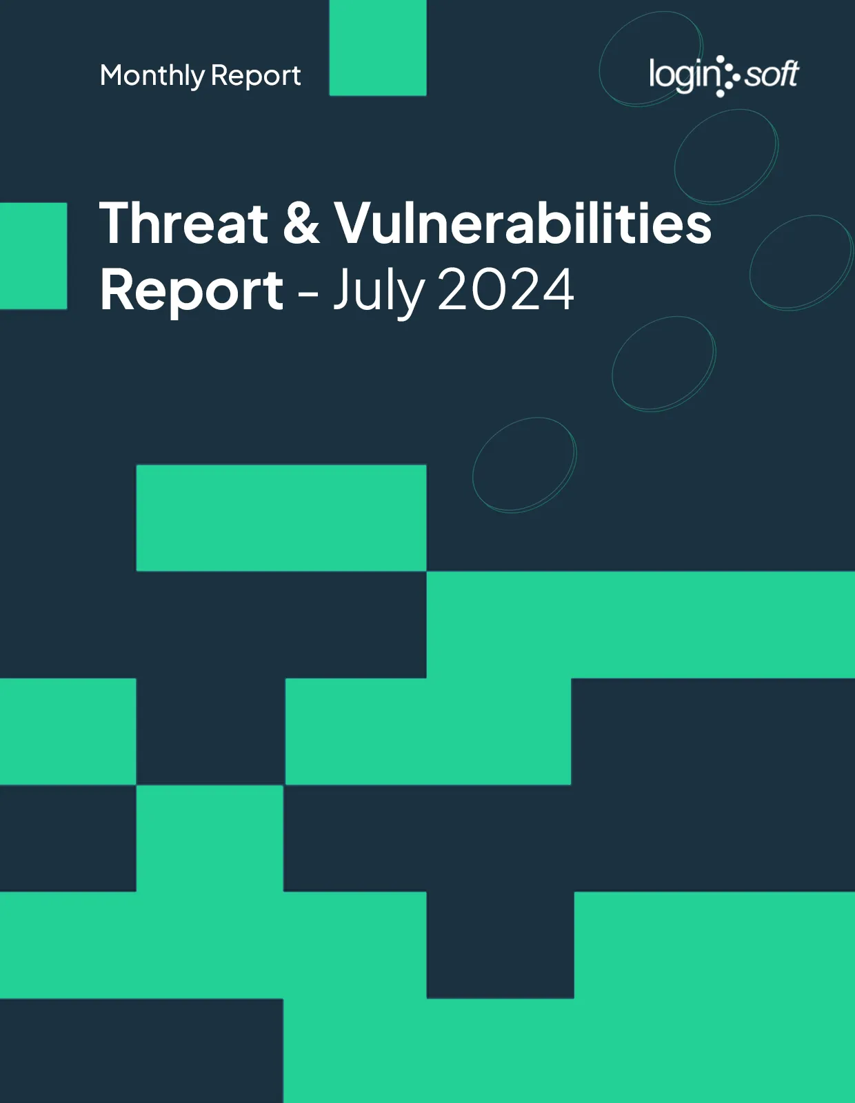 Cover page of the "Threat & Vulnerabilities Report - July 2024" by LogInsoft