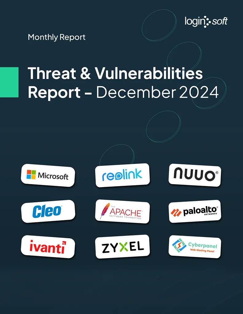 Cover page of the "Threat and Vulnerabilities Report - December" by LogInsoft